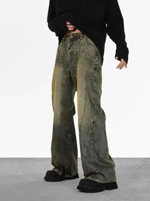 Japanese Brand Washed vintage baggy micro flared jeans Size US 34 / EU 50 - 1 Thumbnail