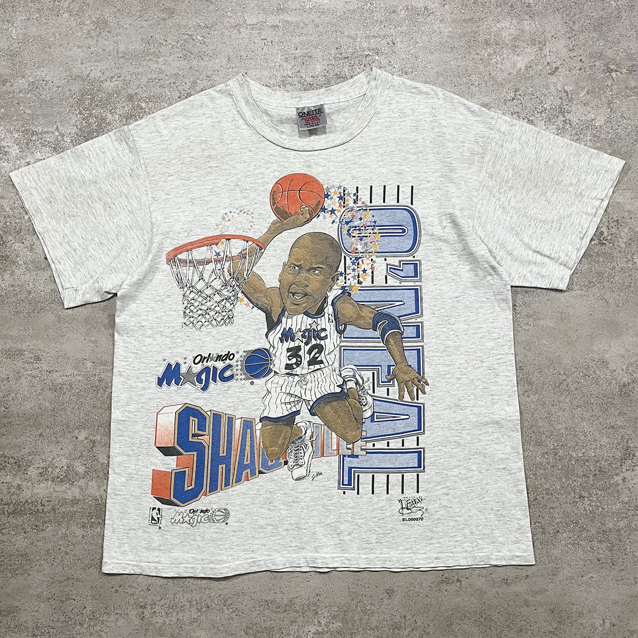 image of Made In USA x NBA VTG 90's Nba Orlando Magic O'neal Shaq Caricature T-Shirt in Grey (Size Large)