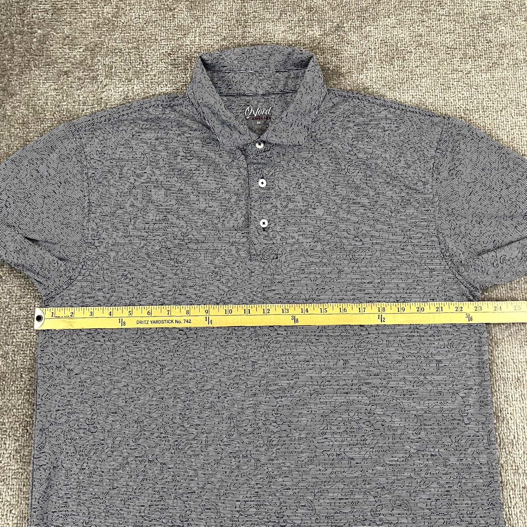 Vintage OXFORD Polo Shirt Mens XL Blue Geometric Stretch S/S Performance Golf Size US XL / EU 56 / 4 - 4 Thumbnail