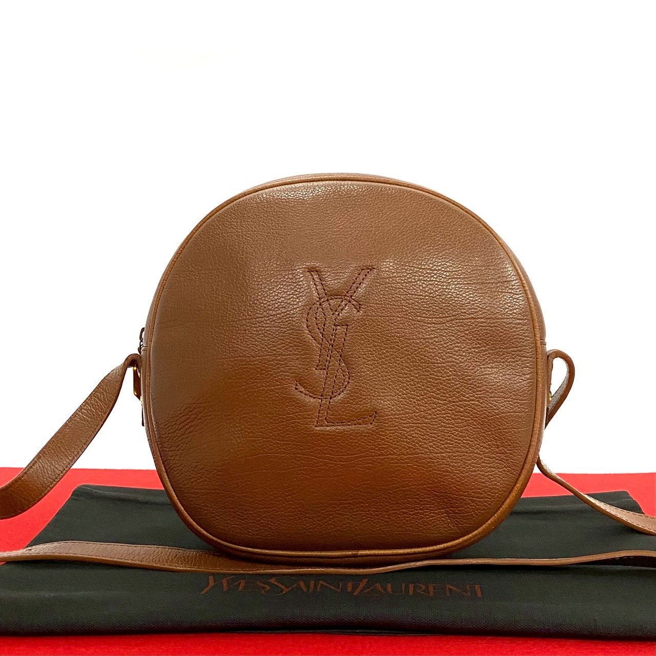 YVES Saint Laurent Shoulder Bag Brown Leather, Men's