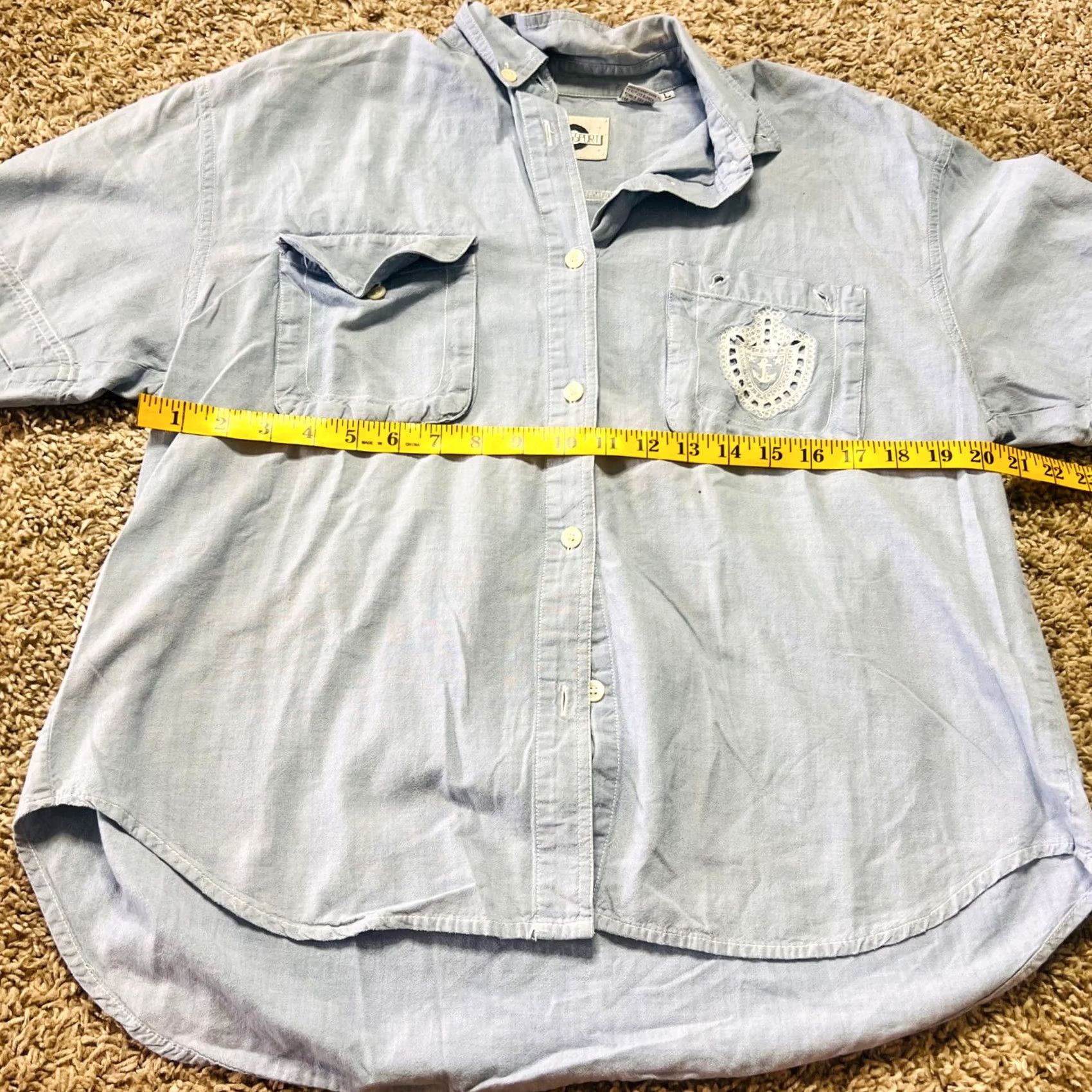 Vintage VINTAGE Light Blue Cotton Captains Button Down Denim Beach Shirt Anchor Women's L Shirt Size M / US 6-8 / IT 42-44 - 2 Thumbnail