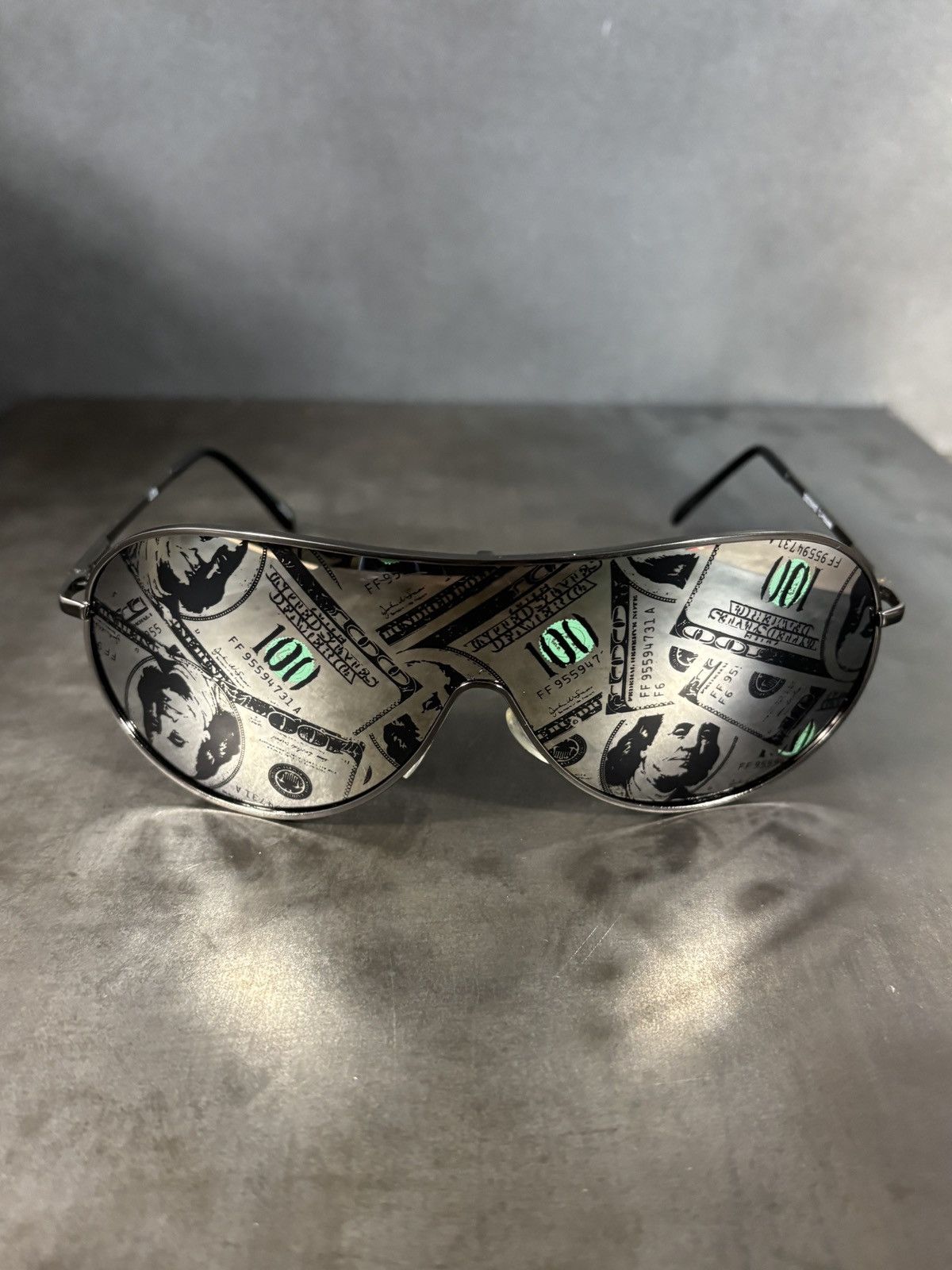 Vintage Y2K Cash Money Print Sunglasses $100 Dollar Aviator Novelty Size ONE SIZE - 21 Thumbnail
