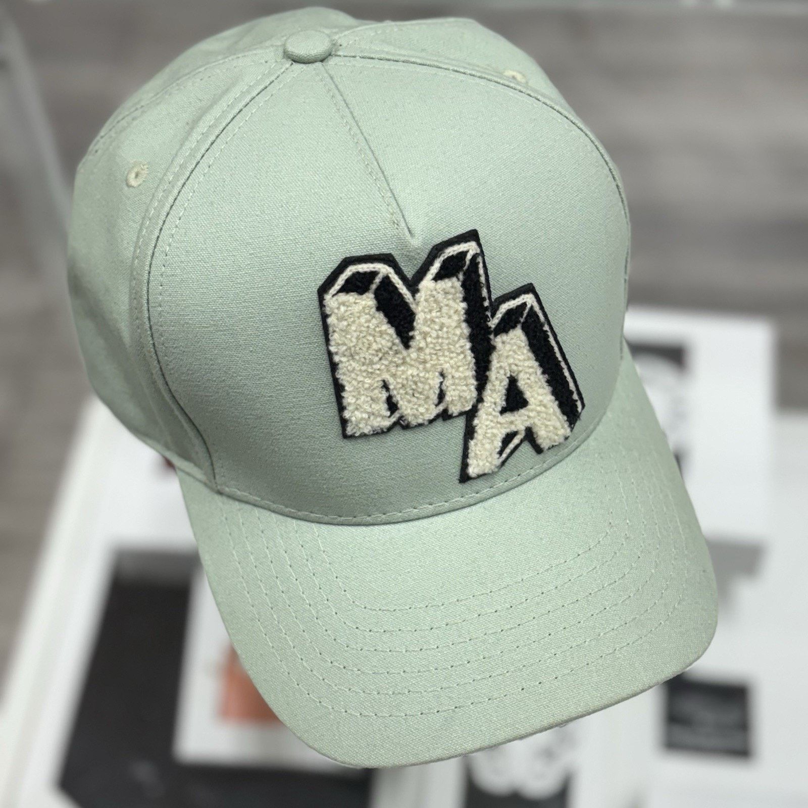 Amiri Amiri Chenille MA Patch Canvas Hat ' Frosty Green ' | GREAT! Size ONE SIZE - 7 Thumbnail