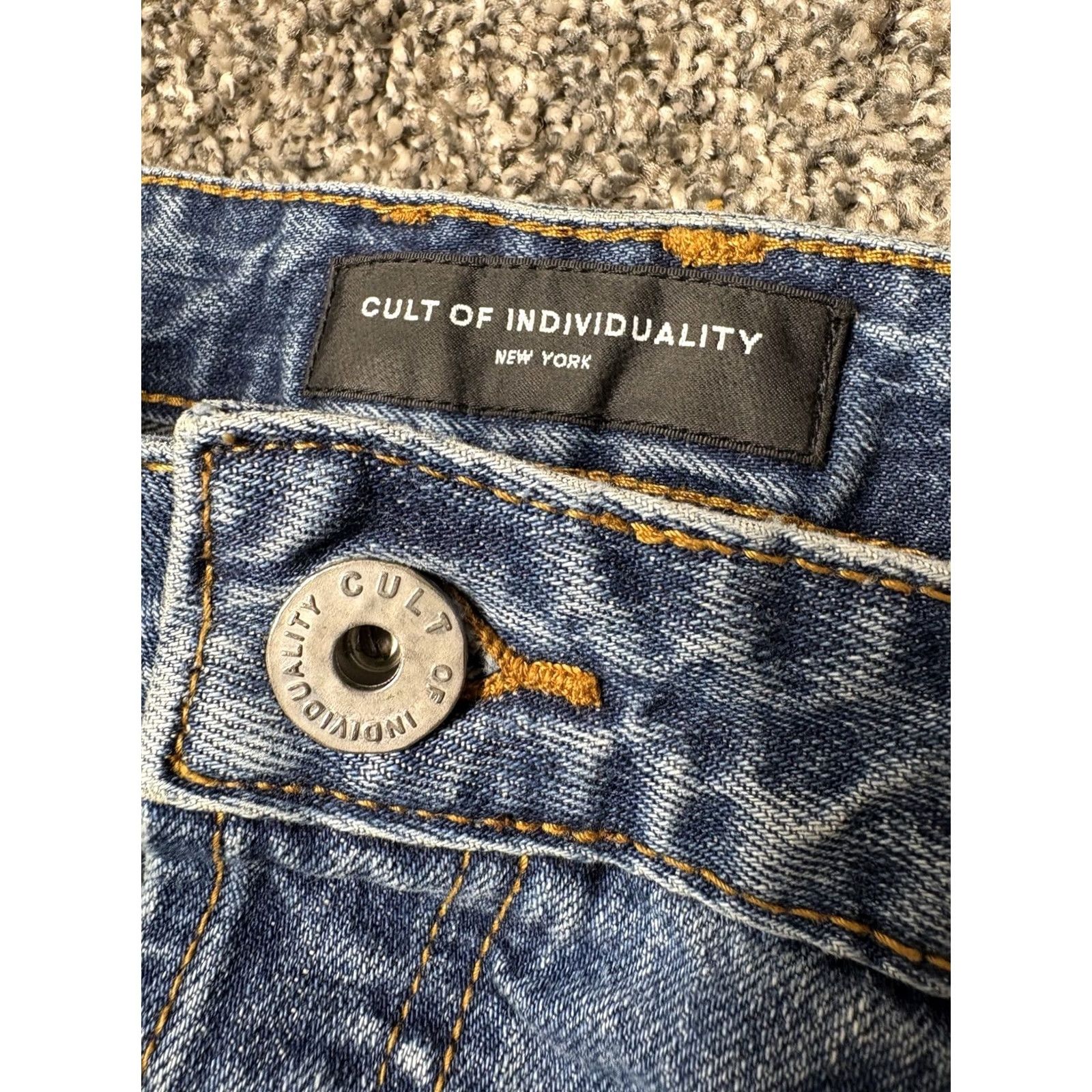 Cult Of Individuality Cult Of Individuality Jeans Mens 40x34 Selvedge Japanese Greaser Patchwork Denim Straight 5-Pocket Blue Size US 40 / EU 56 - 3 Thumbnail