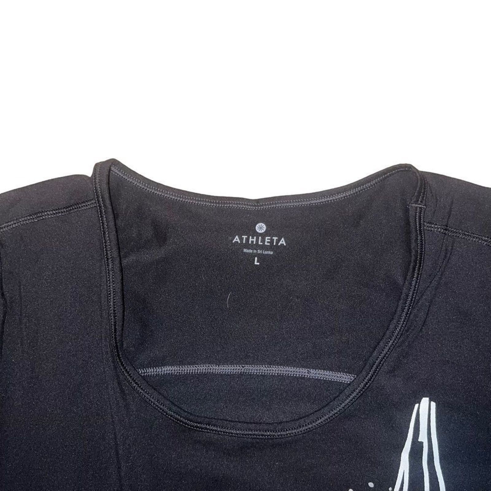 Athleta Athleta Long Sleeve Performance Top Large Black Graphic Size L / US 10 / IT 46 - 3 Thumbnail