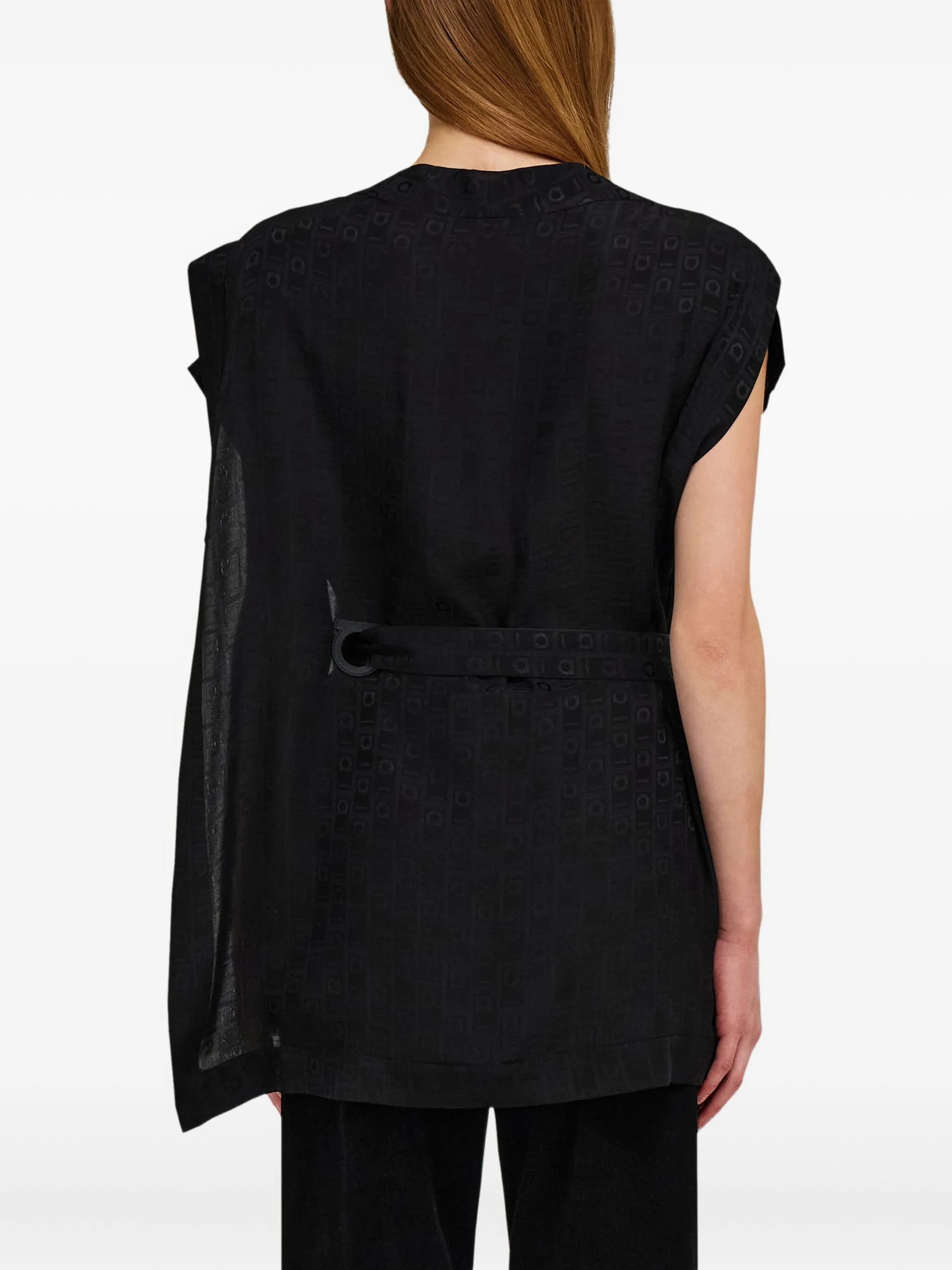 Salvatore Ferragamo o1s1rm0426 Monogram Blouse in Black Size L / US 10 / IT 46 - 4 Thumbnail