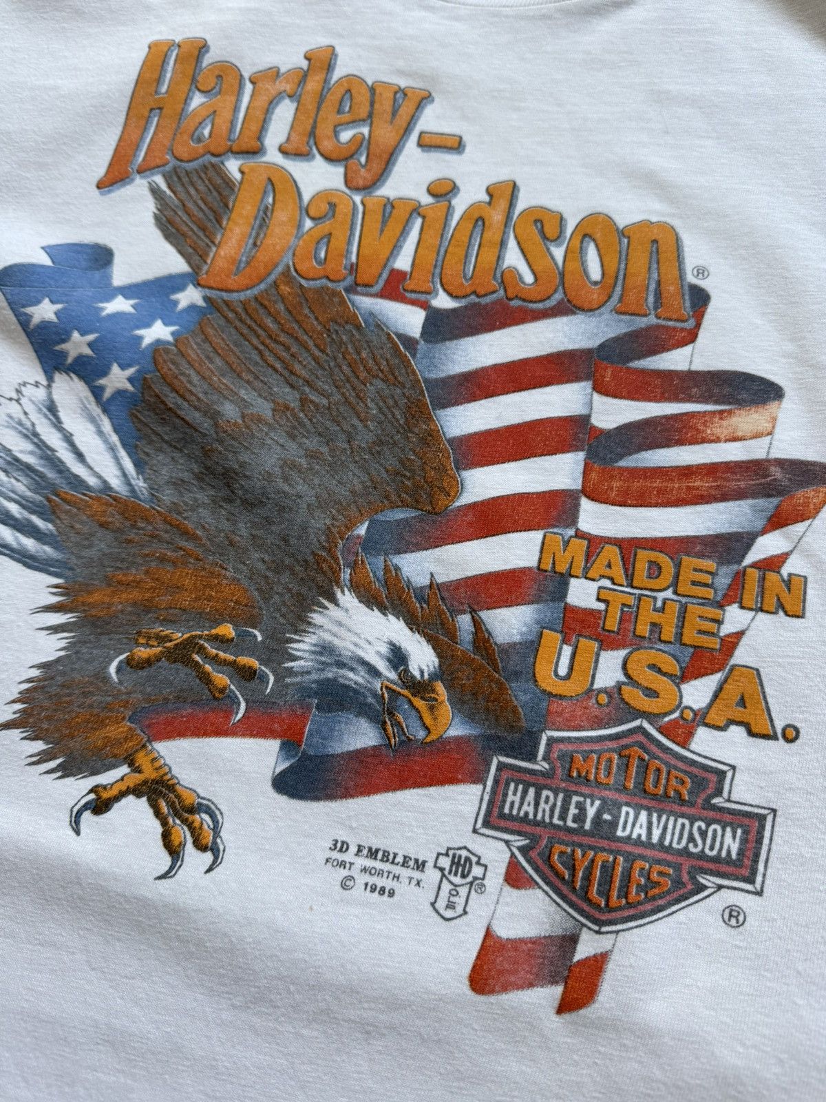 Harley Davidson Harley Davidson rare white tee 3d emblem 1989 USA Size US XL / EU 56 / 4 - 4 Thumbnail