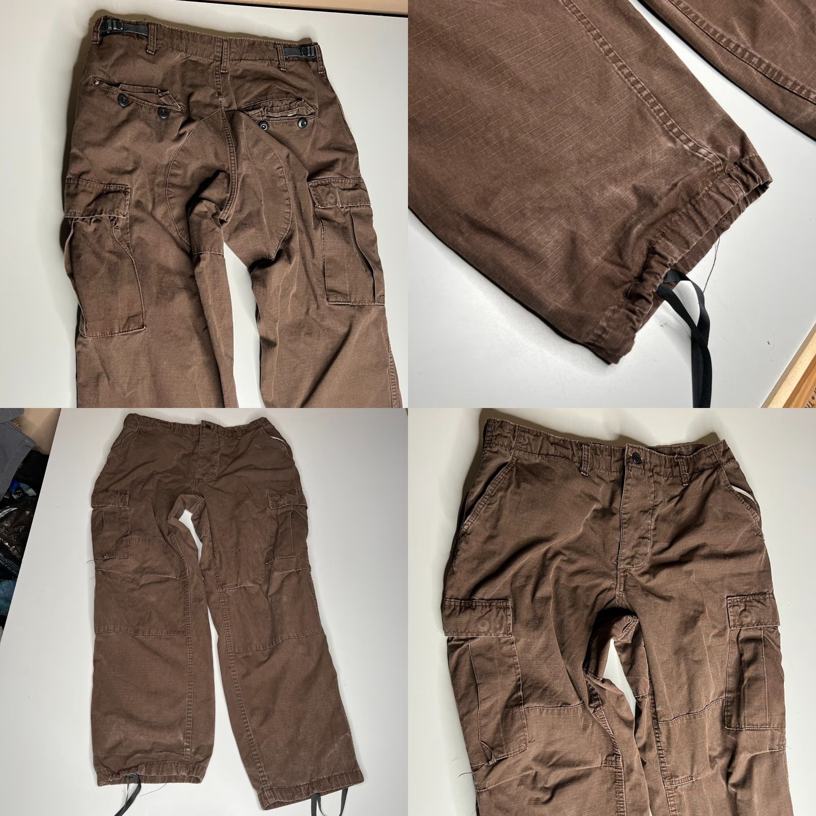 Vintage VINTAGE U.S. Military Cargo Trousers Pants Brown 100% Cotton NSN 8415-01-084-1713 Medium Regular Men cargo pockets Drawstring cuffs USA Size US 31 - 8 Thumbnail