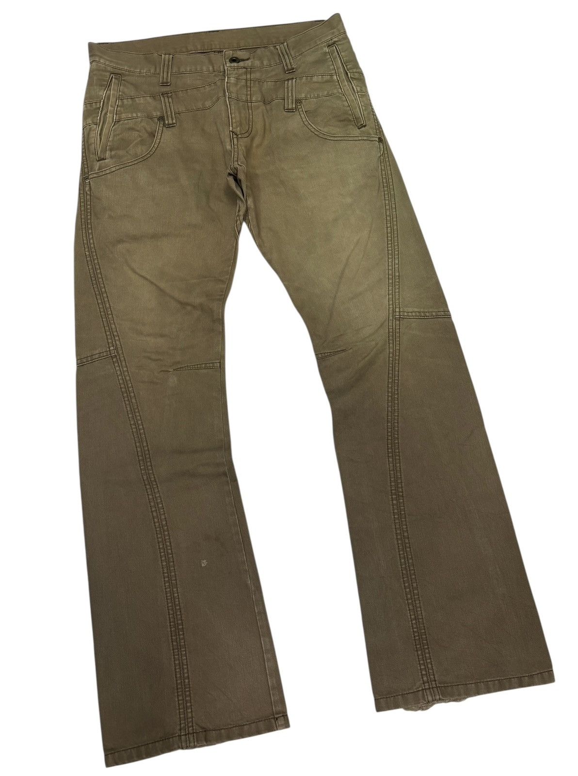 Tete Homme TETE HOMME FLARED DOUBLE WAIST CARGO PANTS Size US 34 / EU 50 - 2 Thumbnail