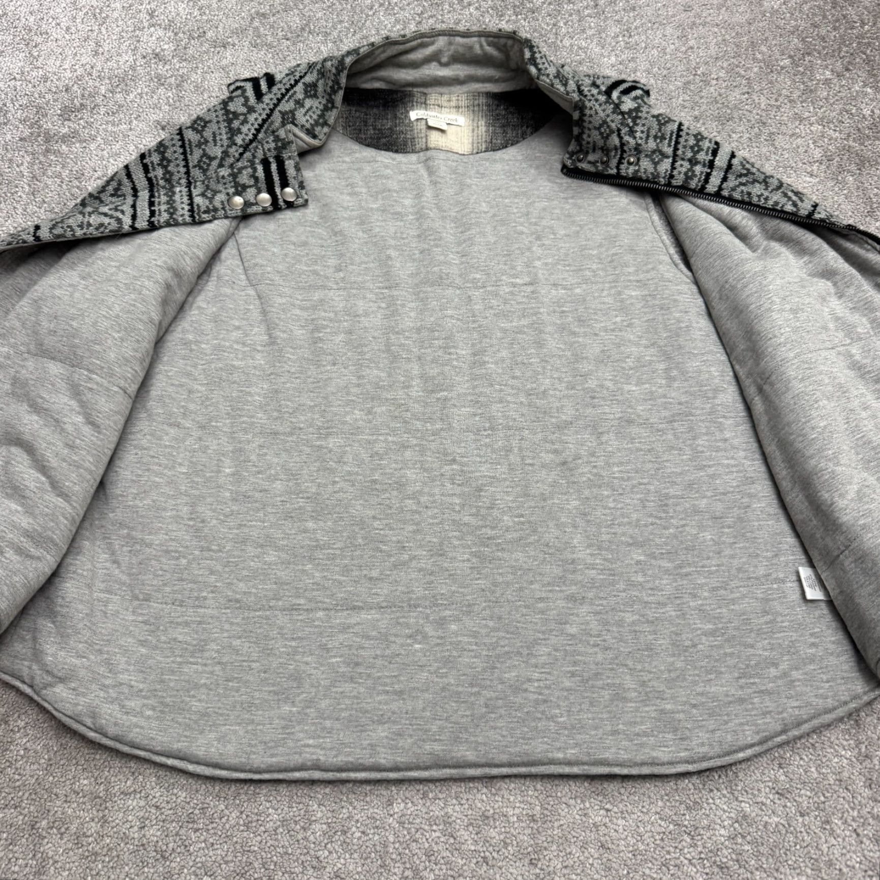 Coldwater Creek Coldwater Creek Vest Full Zip Lined Knitted Wool Gray Womens XL 18 Fair Isle Jacket Size XL / US 12-14 / IT 48-50 - 4 Thumbnail