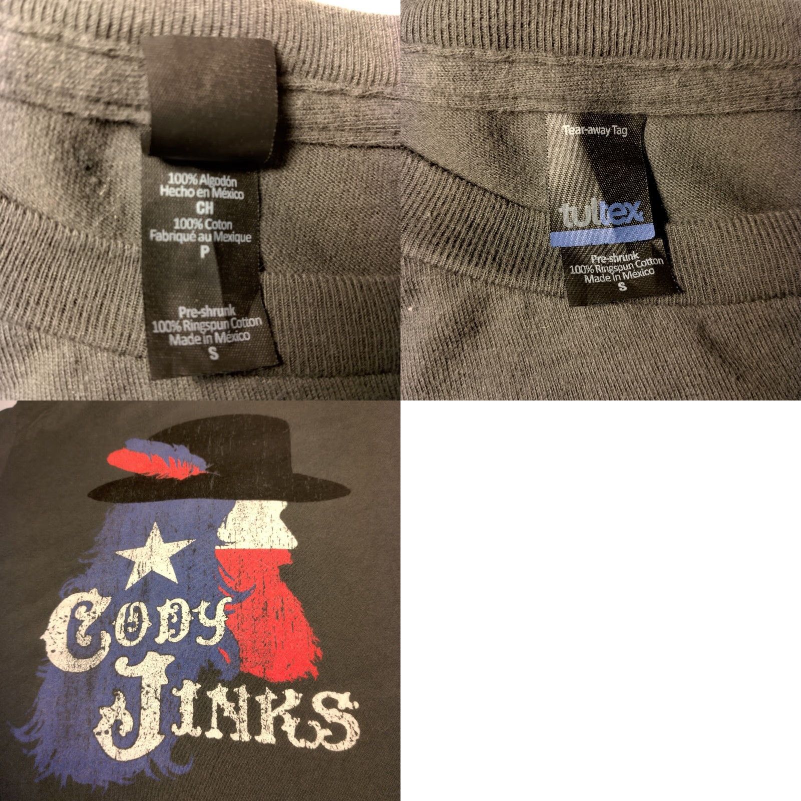 Tultex Cody Jinks T Shirt Unisex Small Gray Graphic Profile Country Music Singer Shirt Men’s S Interactive Crew Neck Short Sleeve Cotton Tultex Size US S / EU 44-46 / 1 - 8 Thumbnail