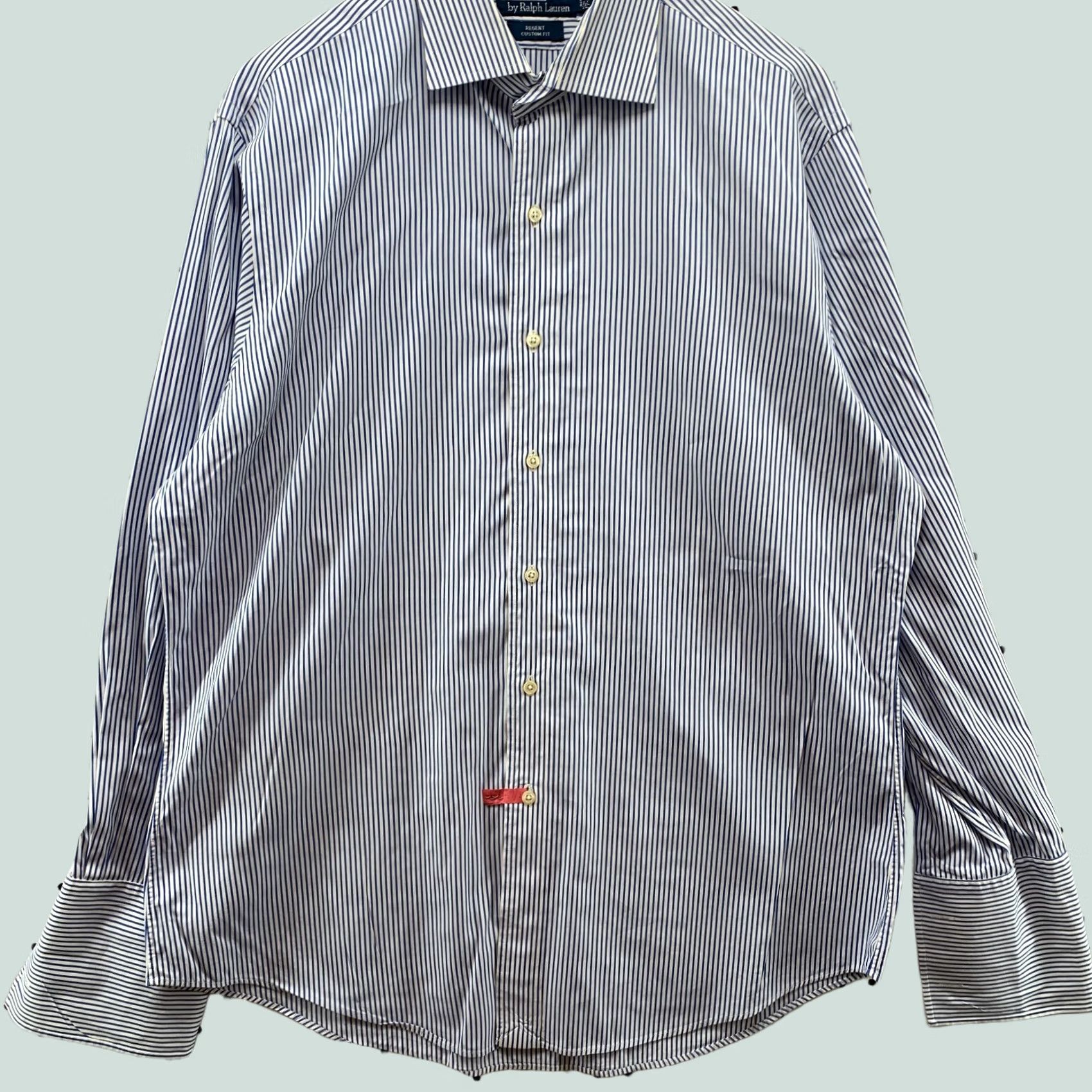 Polo Ralph Lauren Polo Ralph Lauren Shirt Mens Blue White Striped Button Long Sleeve 17 34 Regular Cotton Polo Ralph Lauren Shirt) Size US XL / EU 56 / 4 - 1 Thumbnail