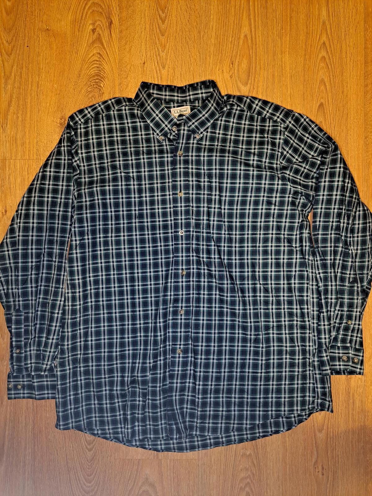 L.L. Bean LL Bean Button Up Dress Shirt Mens XL Blue Plaid 100% Cotton Size US XL / EU 56 / 4 - 1 Thumbnail