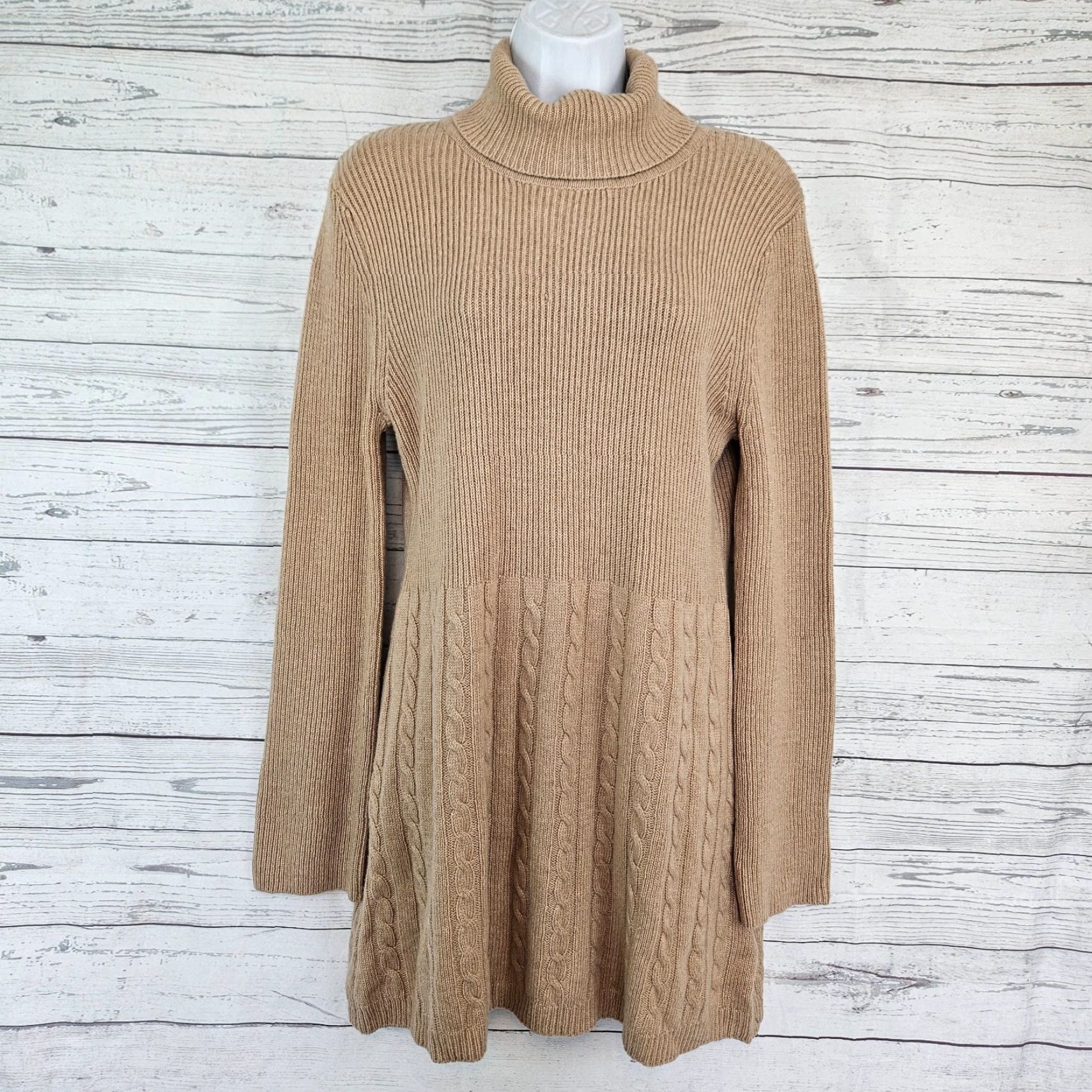 Soft Surroundings Soft Surroundings Womens Tunic Sweater Turtleneck Wool Blend Size M Brown Long Sleeve Size M / US 6-8 / IT 42-44 - 2 Thumbnail