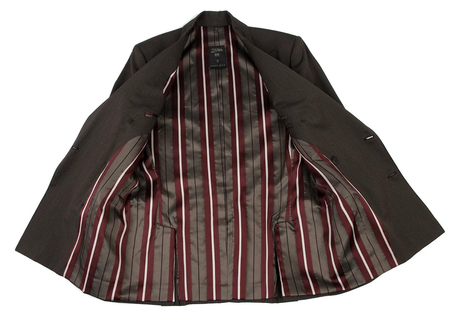 Jean Paul Gaultier Pinstripe Double Jacket in Black Brown, Size 50 Size US M / EU 48-50 / 2 - 14 Thumbnail
