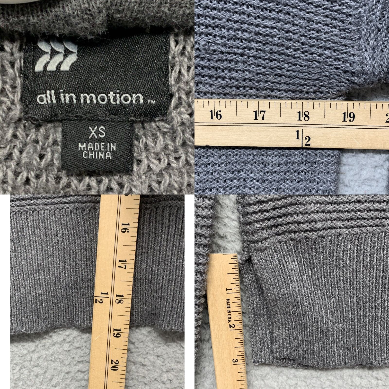 Vintage All in Motion Womens Gray Cropped Hooded Sweater Top XS 3" Slits NWOT Size XS / US 0-2 / IT 36-38 - 9 Thumbnail