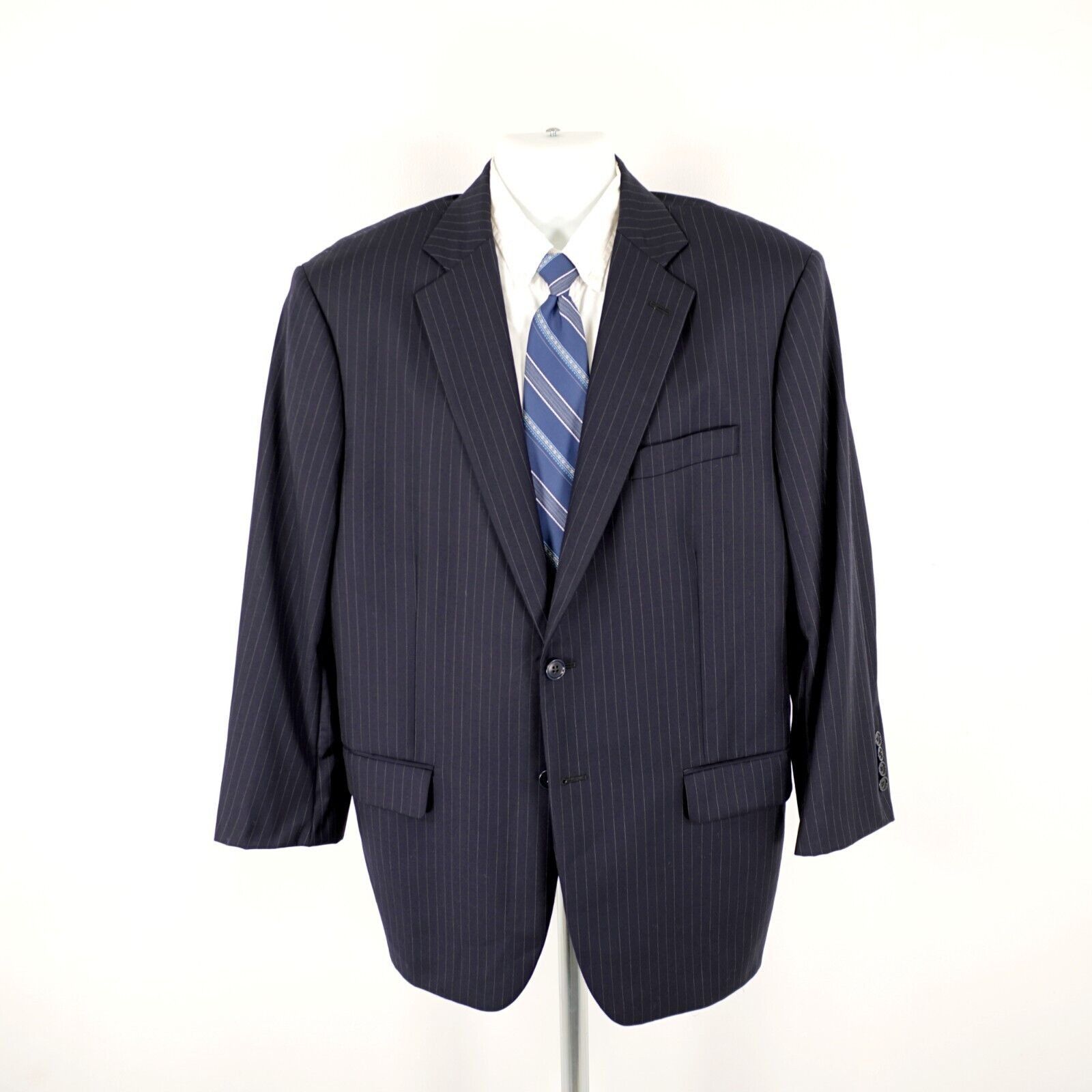 Brooks Brothers Brooks Brothers Bespoke Wool Blue Striped 2 Button Suit Jack Size 44R - 4 Thumbnail