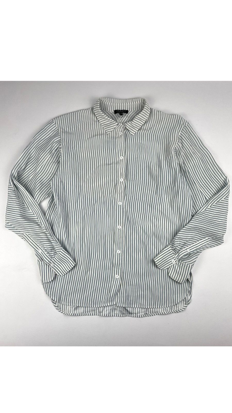 Rag & Bone Rag Bone New York Stripped Silk Button Down Shirt Size US L / EU 52-54 / 3 - 1 Thumbnail