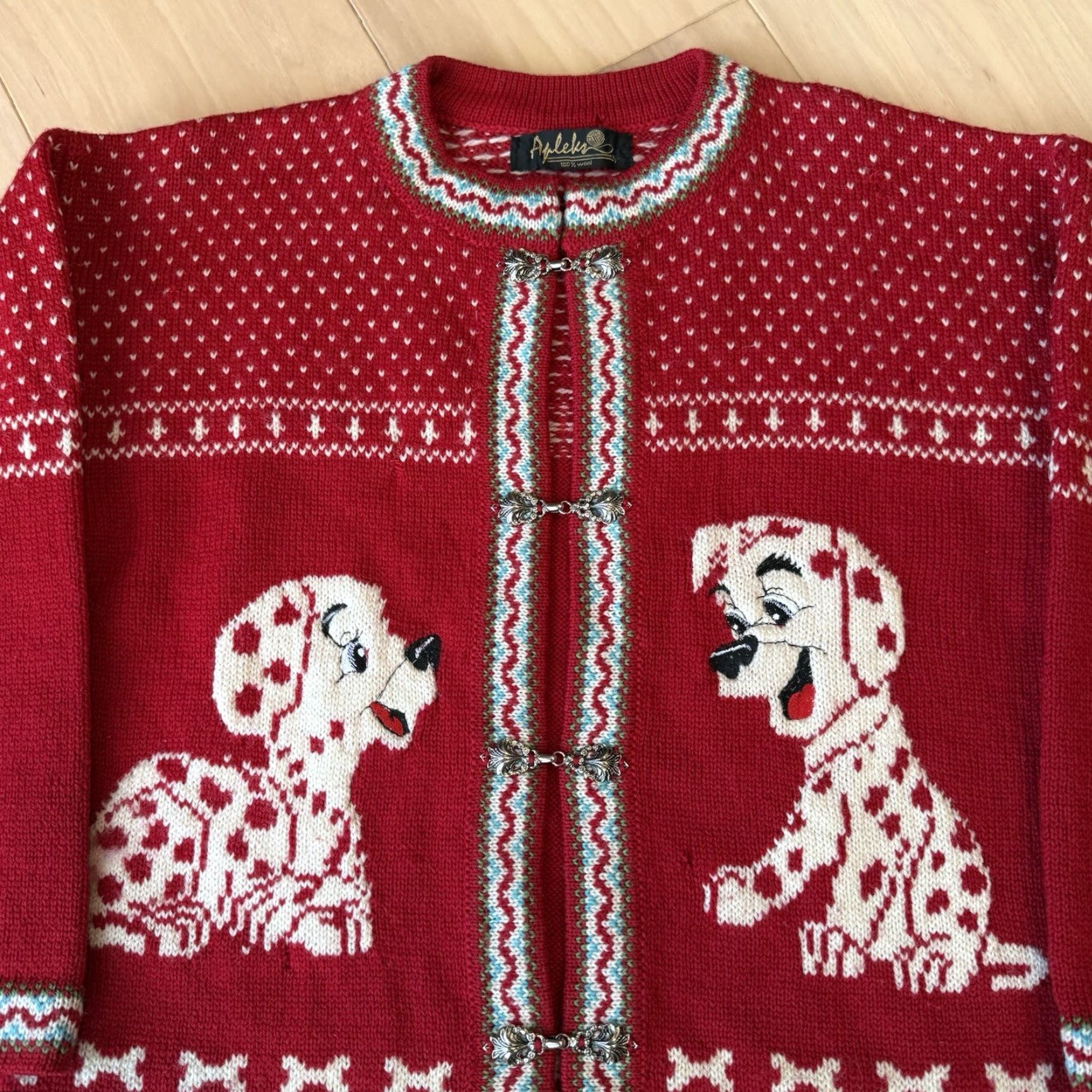 Vintage VINTAGE Dalmatians Cardigan Women's Small Red Wool Nordic Sweater Glam Boho Shirt Size S / US 4 / IT 40 - 4 Thumbnail