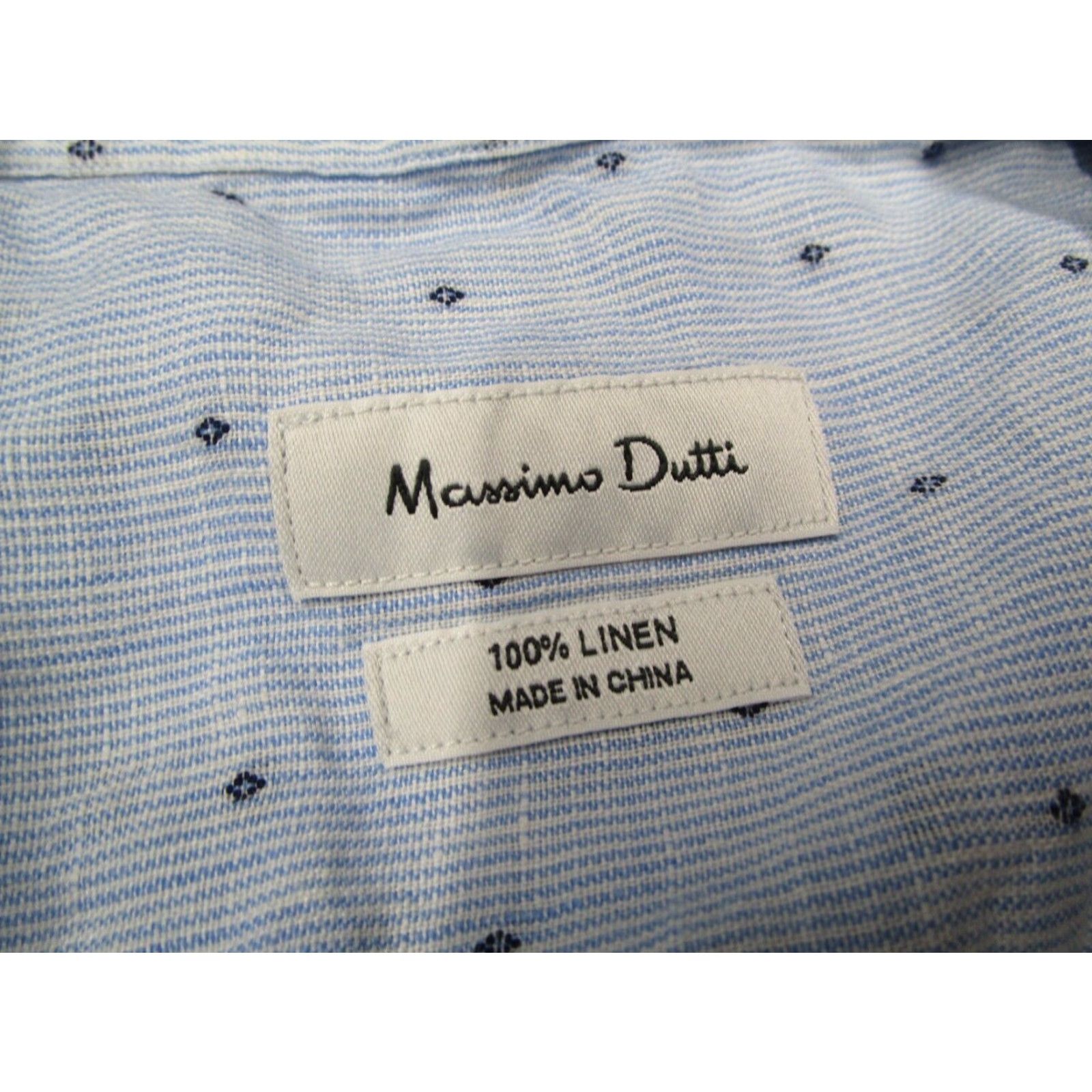 Massimo Dutti Massimo Dutti Shirt Mens Extra Large Blue Linen Button Up Designer Work Size US XL / EU 56 / 4 - 3 Thumbnail