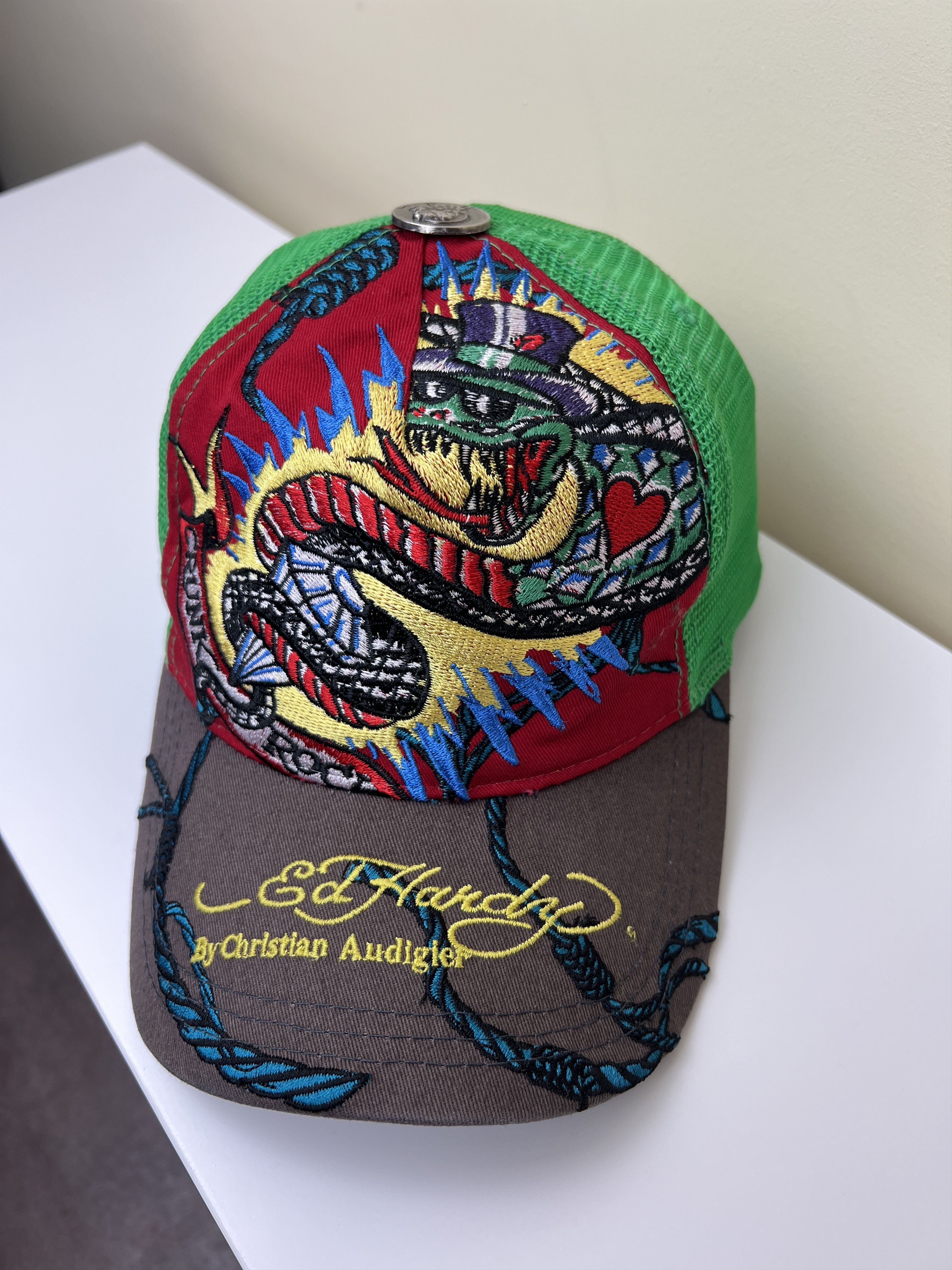 Ed Hardy Ed Hardy Dragon Snake Trucker Hat – Tattoo Y2K Mesh Cap Size ONE SIZE - 1 Thumbnail