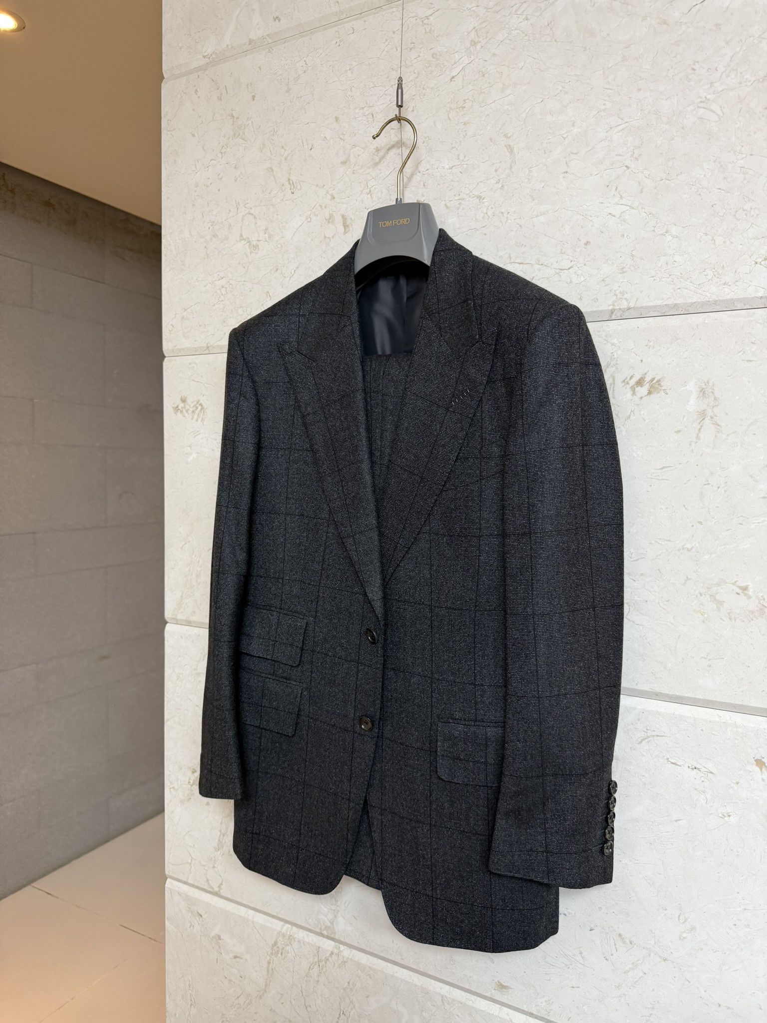 Tom Ford TOM FORD Windsor Fit Wool-Cashmere Windowpane Check Suit 38S Size 38S - 2 Thumbnail