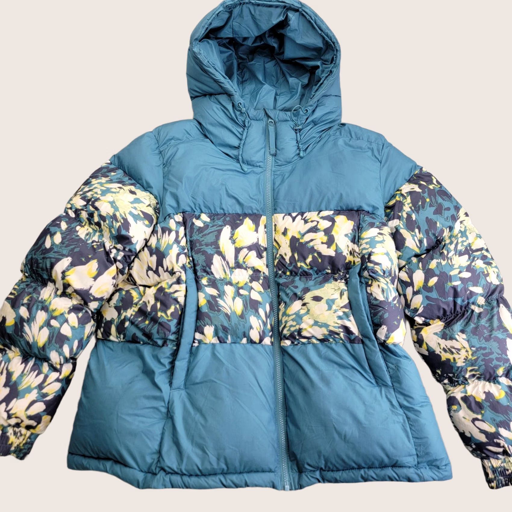 Vintage VINTAGE: No (not vintage) Columbia Jacket Womens XL Teal Blue Hooded Puffer Insulated Floral Winter Coat Size XL / US 12-14 / IT 48-50 - 1 Thumbnail
