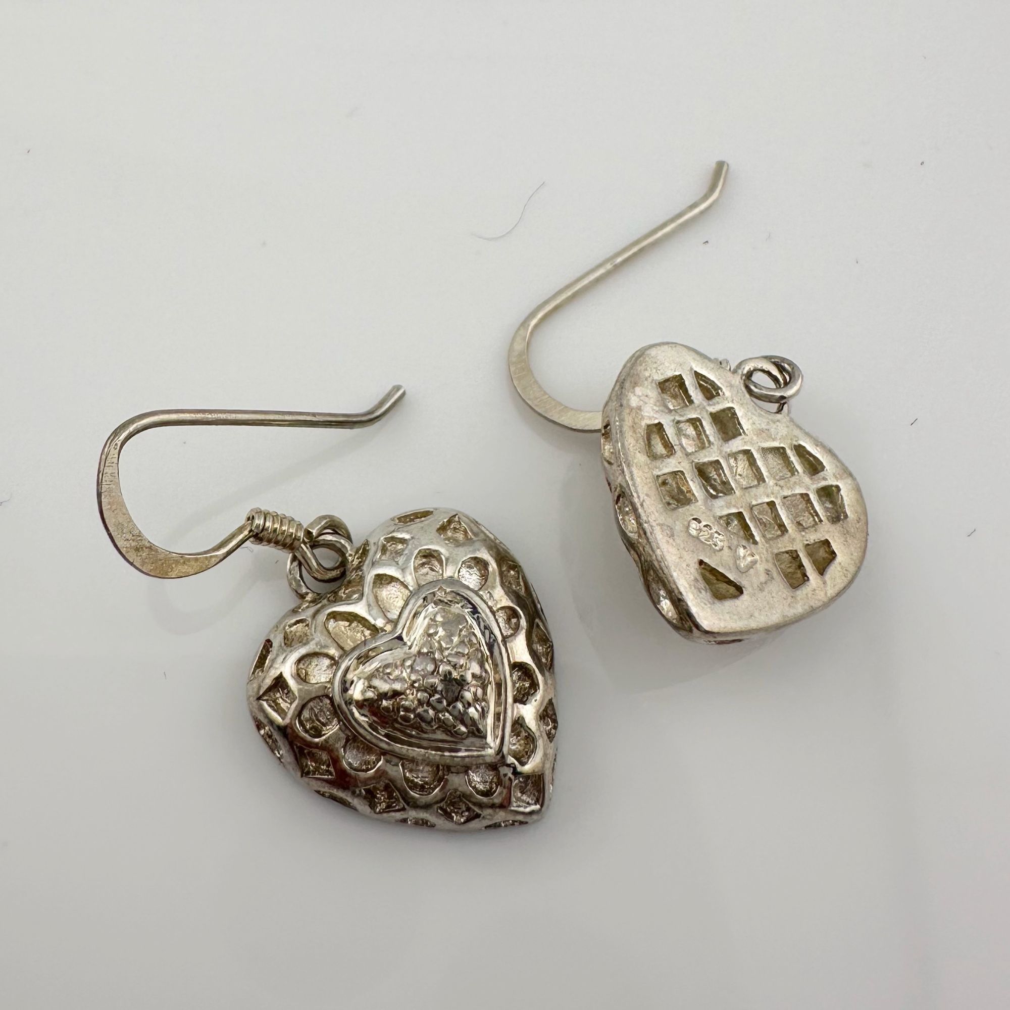 Other Sterling Silver Heart Dangle Earrings with Small Diamond Size ONE SIZE - 7 Thumbnail