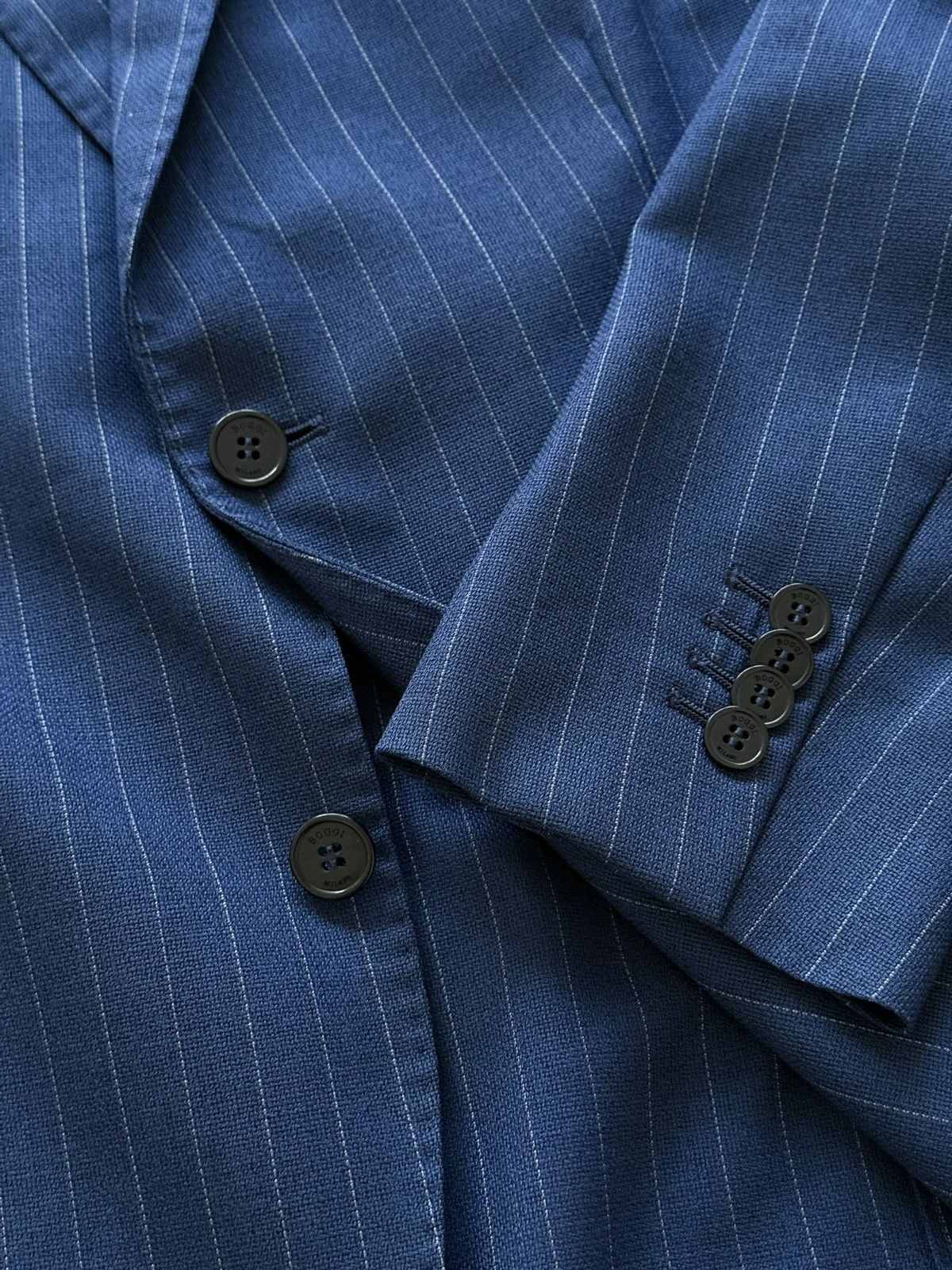 Boggi Boggi Milano Navy Blue Striped Wool Blazer Jacket Size 52 Size 42R - 3 Thumbnail