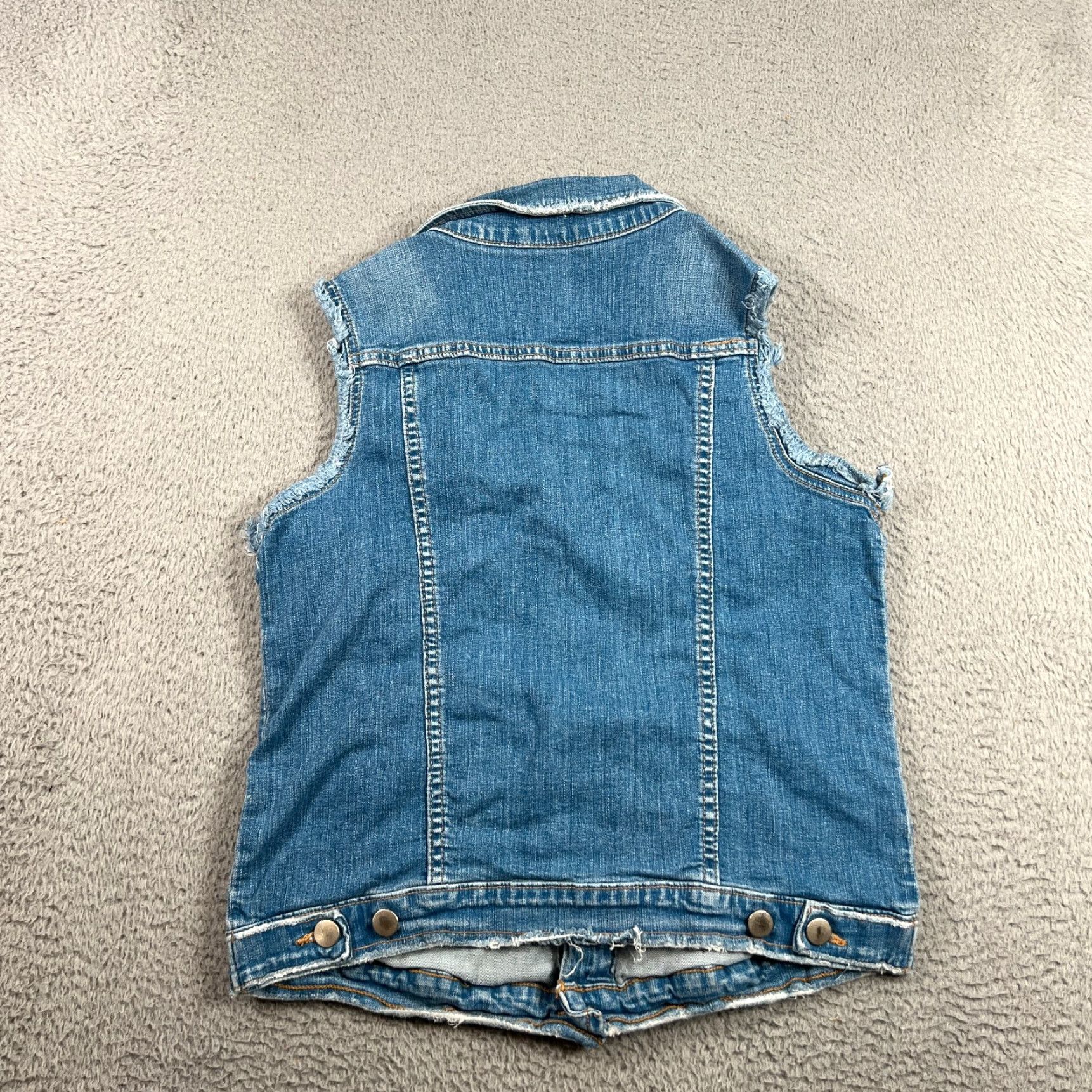 Free People Free People Vest Womens Button Down Raw Hem Denim Blue Size M Size M / US 6-8 / IT 42-44 - 5 Thumbnail