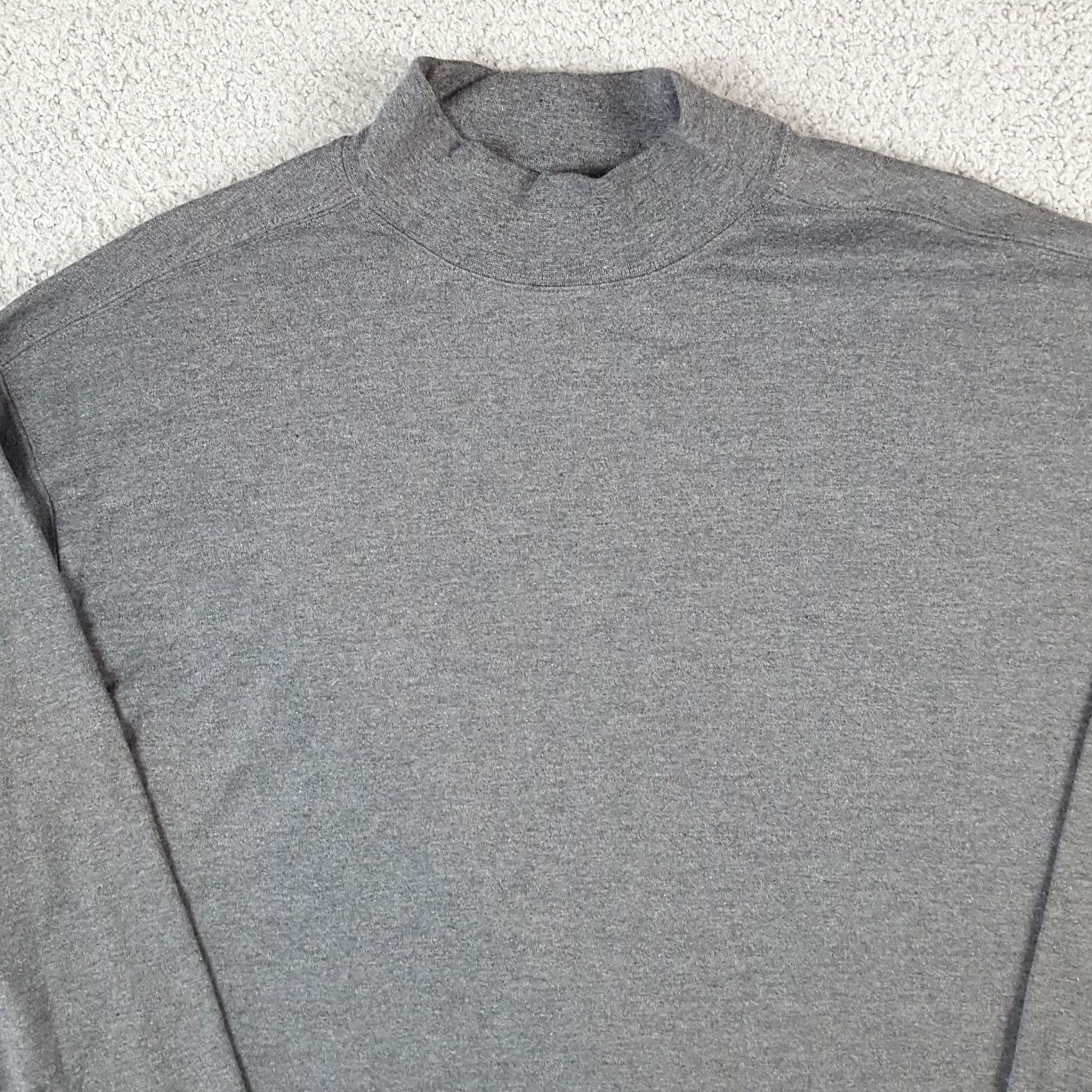 Vintage VINTAGE Glen Echo Gray Long Sleeve Mock Neck Men's Size L Dress Shirt T Shirt Heather Size 42R - 3 Thumbnail