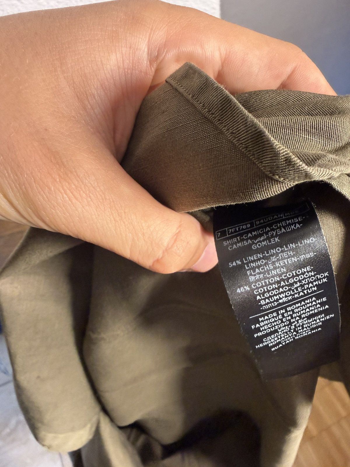 Tom Ford Tom Ford Olive Green Linen Cotton Shirt Size 42 / Fits M-L Size US M / EU 48-50 / 2 - 9 Thumbnail