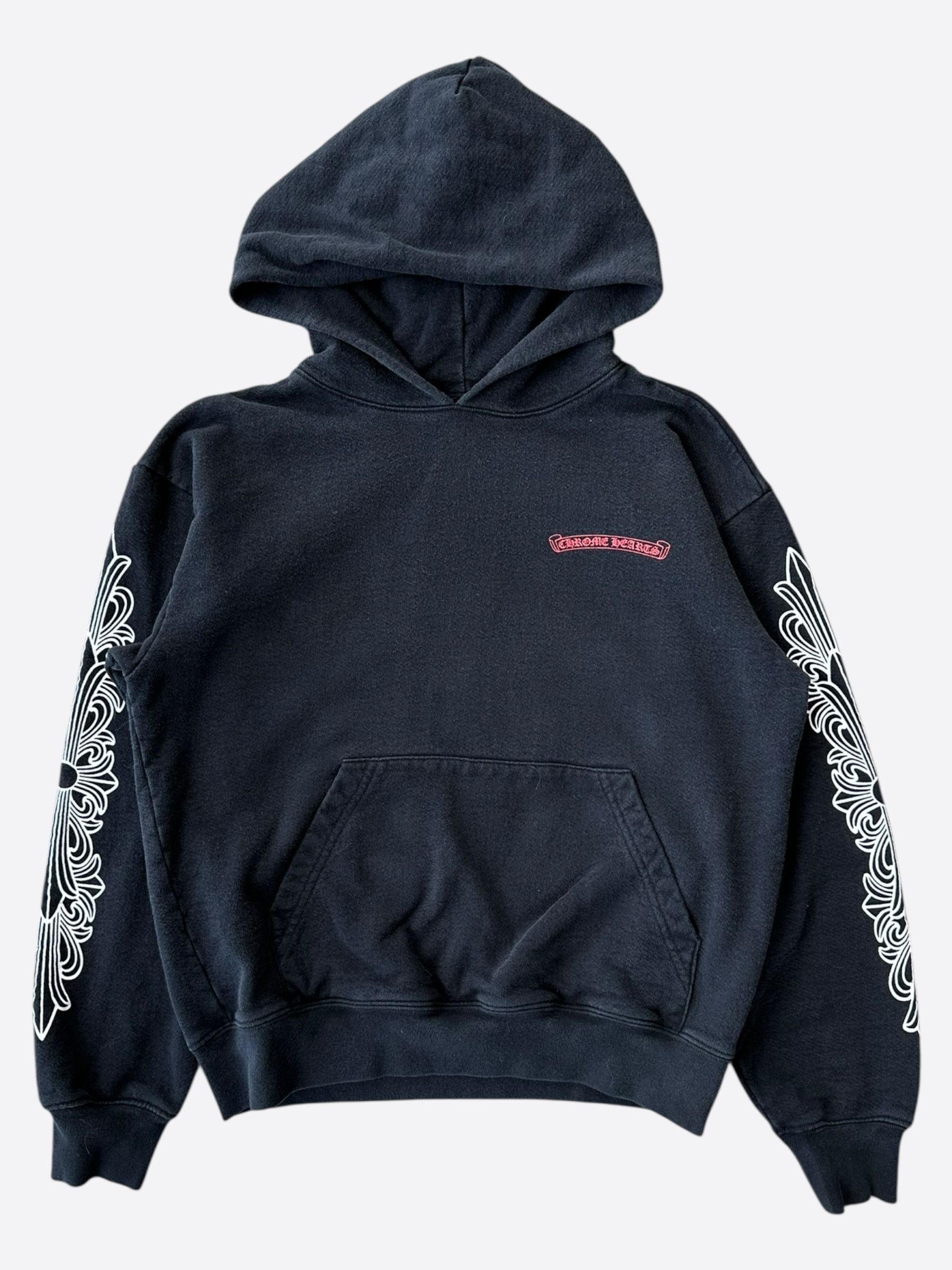 CHROME HEARTS パーカー MATTY BOY USA 黒 ピンク L Chrome Hearts Matty Boy Shoulder Logo Hoodie Black/Pink