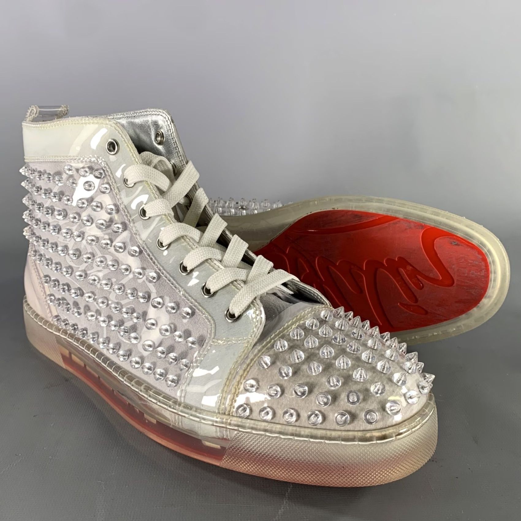 Christian Louboutin CHRISTIAN LOUBOUTIN Size 12.5 Silver Grey Studded High Top Sneakers Mens Shoes Sneakers 12.5 Silver Grey Studded High Top Size US L / EU 52-54 / 3 - 5 Thumbnail