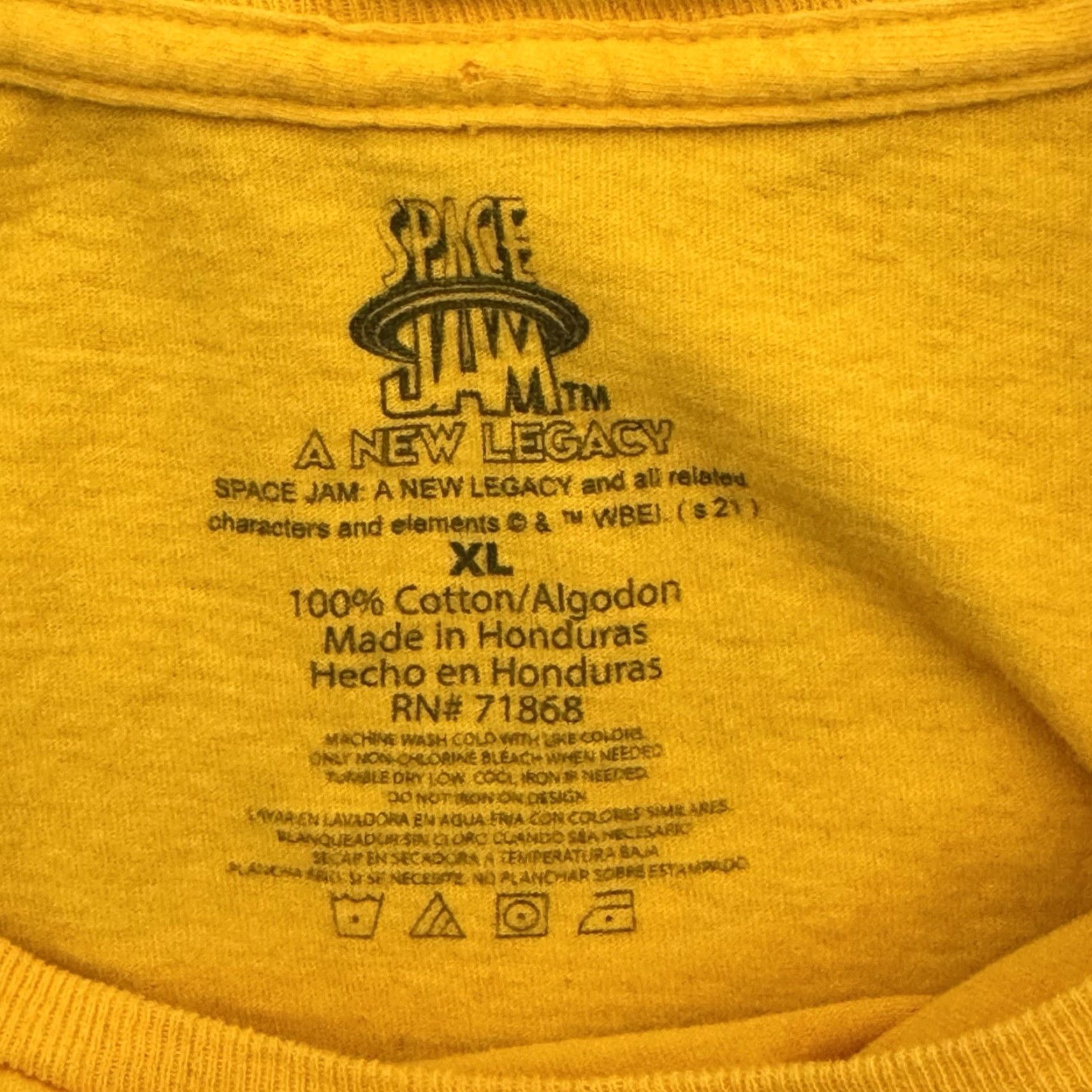 Vintage Space Jam Tune Squad T-shirt Adult XL New Legacy Bugs Bunny Taz Yellow Cartoon Movie Space Mens Short Sleeve Shirt 90s? Size US XL / EU 56 / 4 - 4 Thumbnail