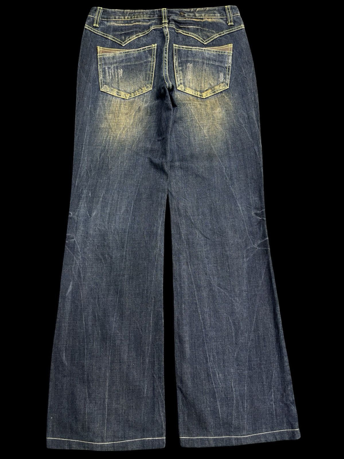 Japanese Brand 💥Flare💥Insane 90s Style Blue Rusty Distressed Denim F561 Size US 30 / EU 46 - 2 Thumbnail