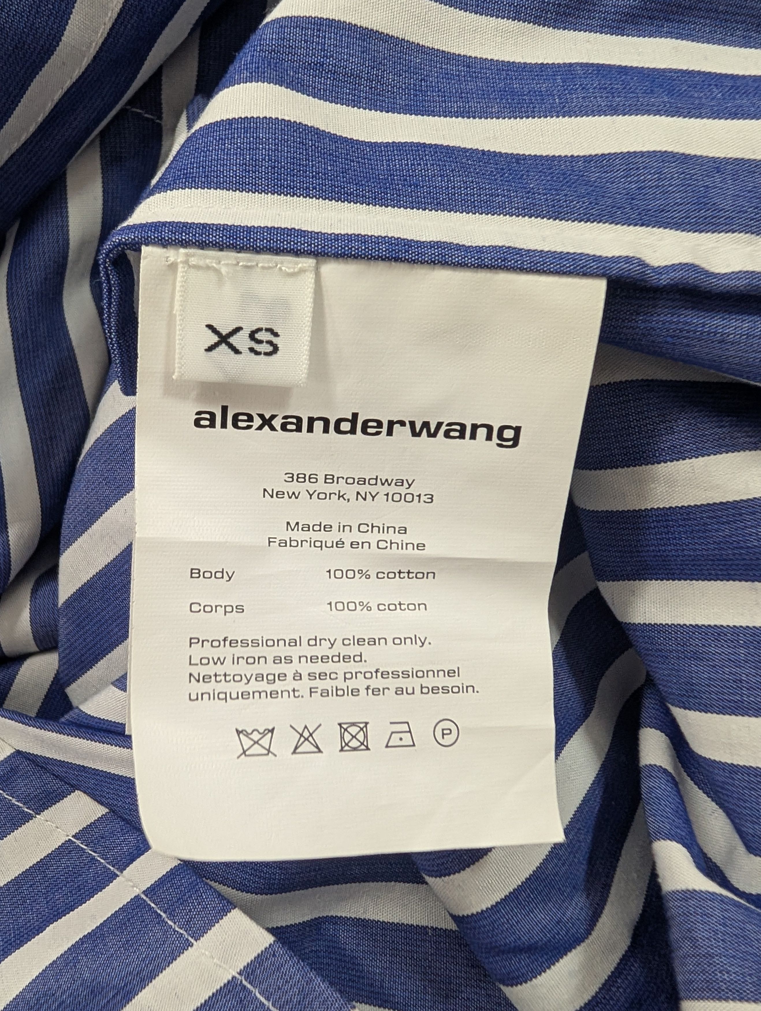 Alexander Wang Blue Striped Oversized Shirt Size XS / US 0-2 / IT 36-38 - 6 Thumbnail
