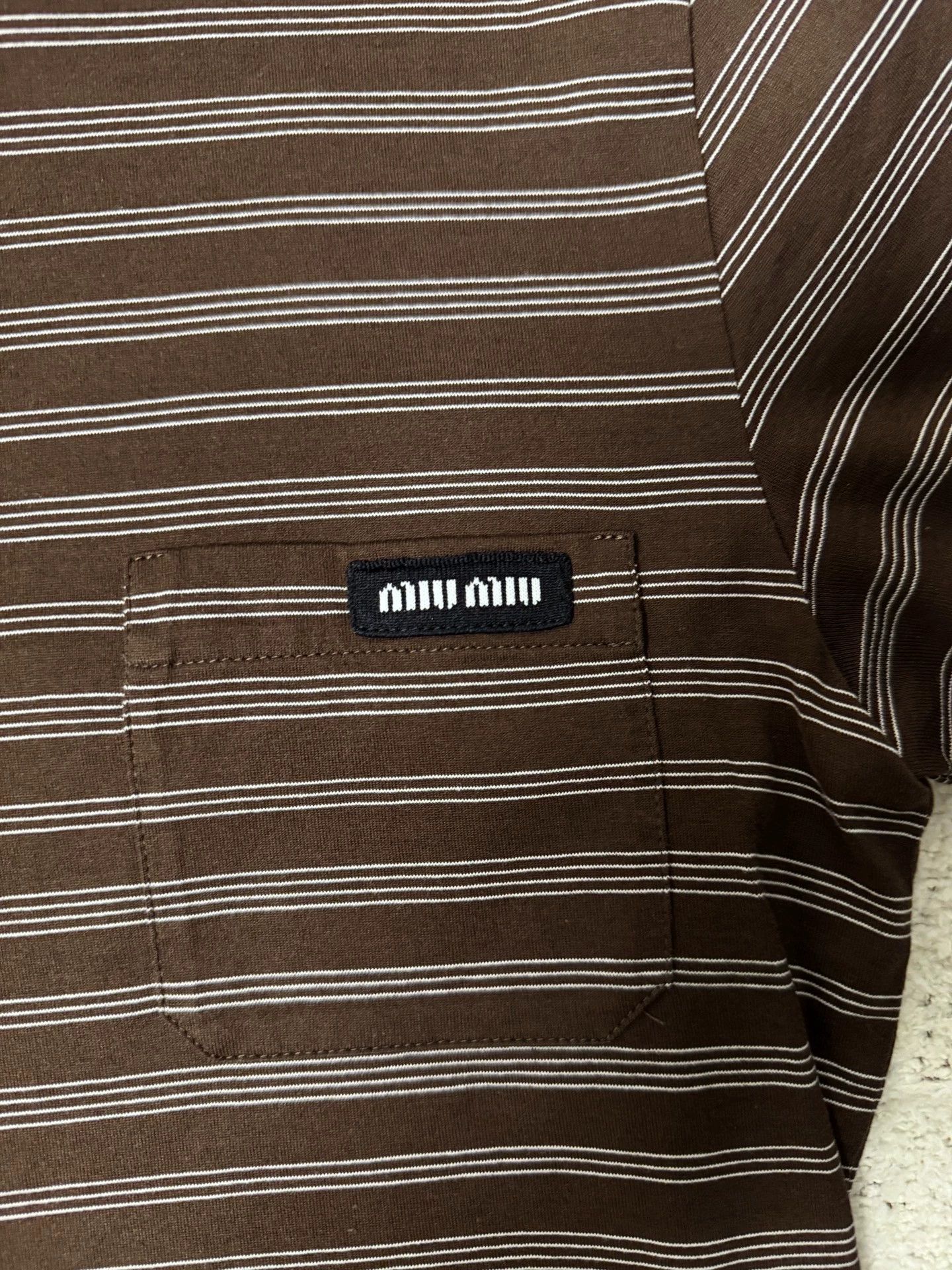 Miu Miu MIU MIU 25 Women's Striped Short-Sleeve Shirt Size M / US 6-8 / IT 42-44 - 2 Thumbnail