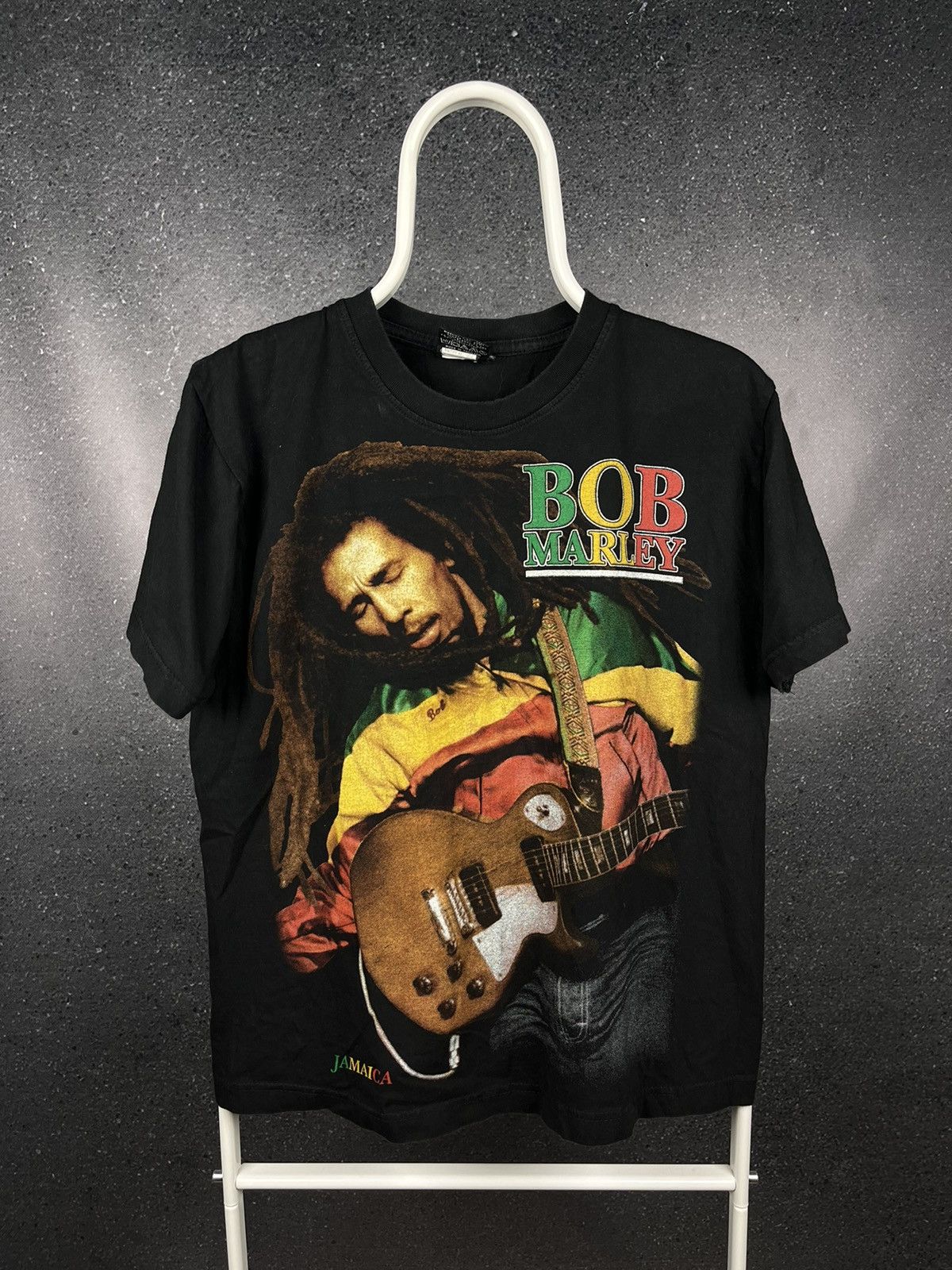 image of Archival Clothing x Bob Marley Men’S Vintage T-Shirt 90's Bob Marley Rasta Rap Tee in Black (Size M