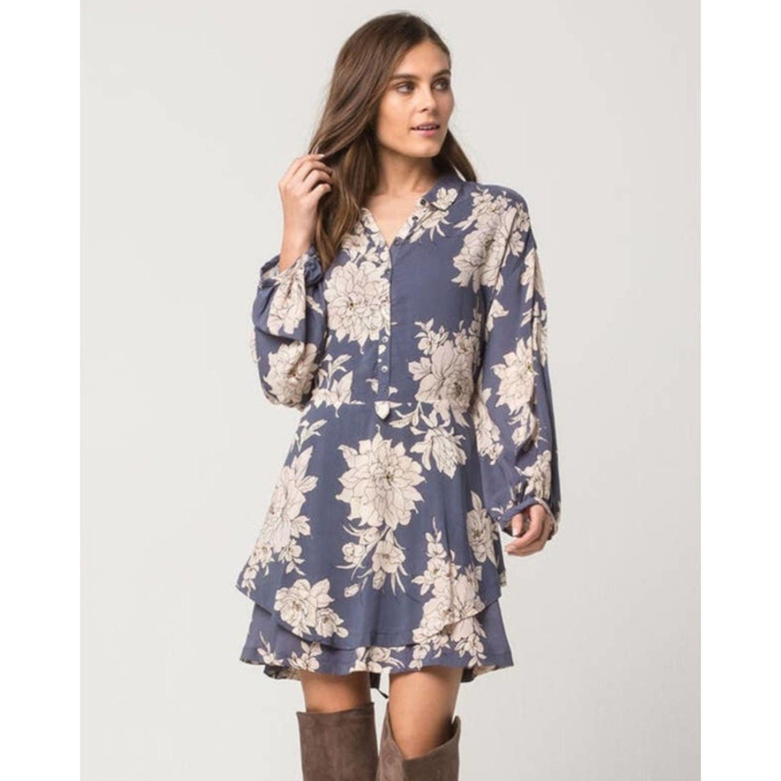 Free People Free people long sleeve floral shake it mini dress buttons M Size M / US 6-8 / IT 42-44 - 3 Thumbnail