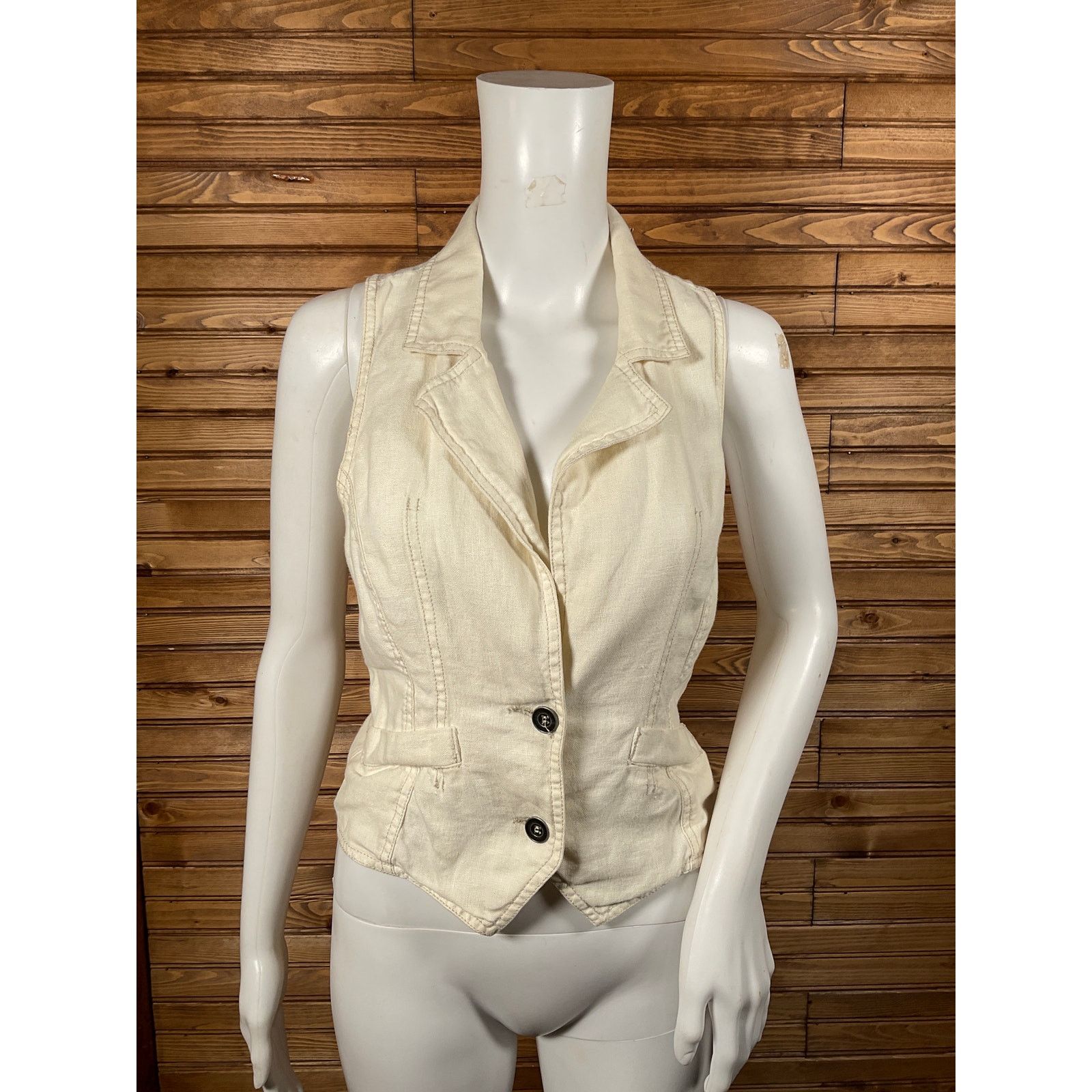Rusty Vintage Y2K Rusty Surf Brand Linen 2 Button Vest Small Size S / US 4 / IT 40 - 2 Thumbnail