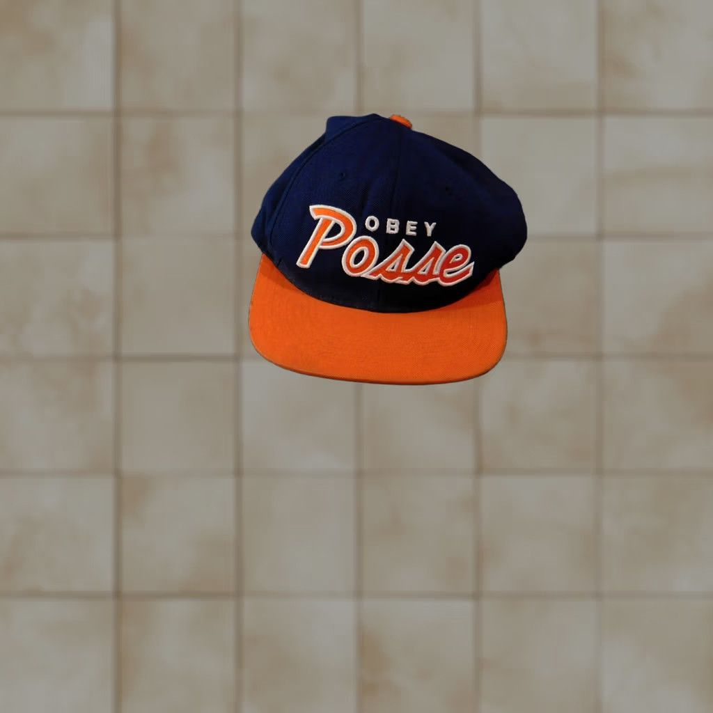 Obey The Game Obey baseball hat Mens adjustable navy orange Posse snapback Blue Twill polyester Cap Sports Pattern Adjustable Casual Men L Boys? Size ONE SIZE - 1 Thumbnail