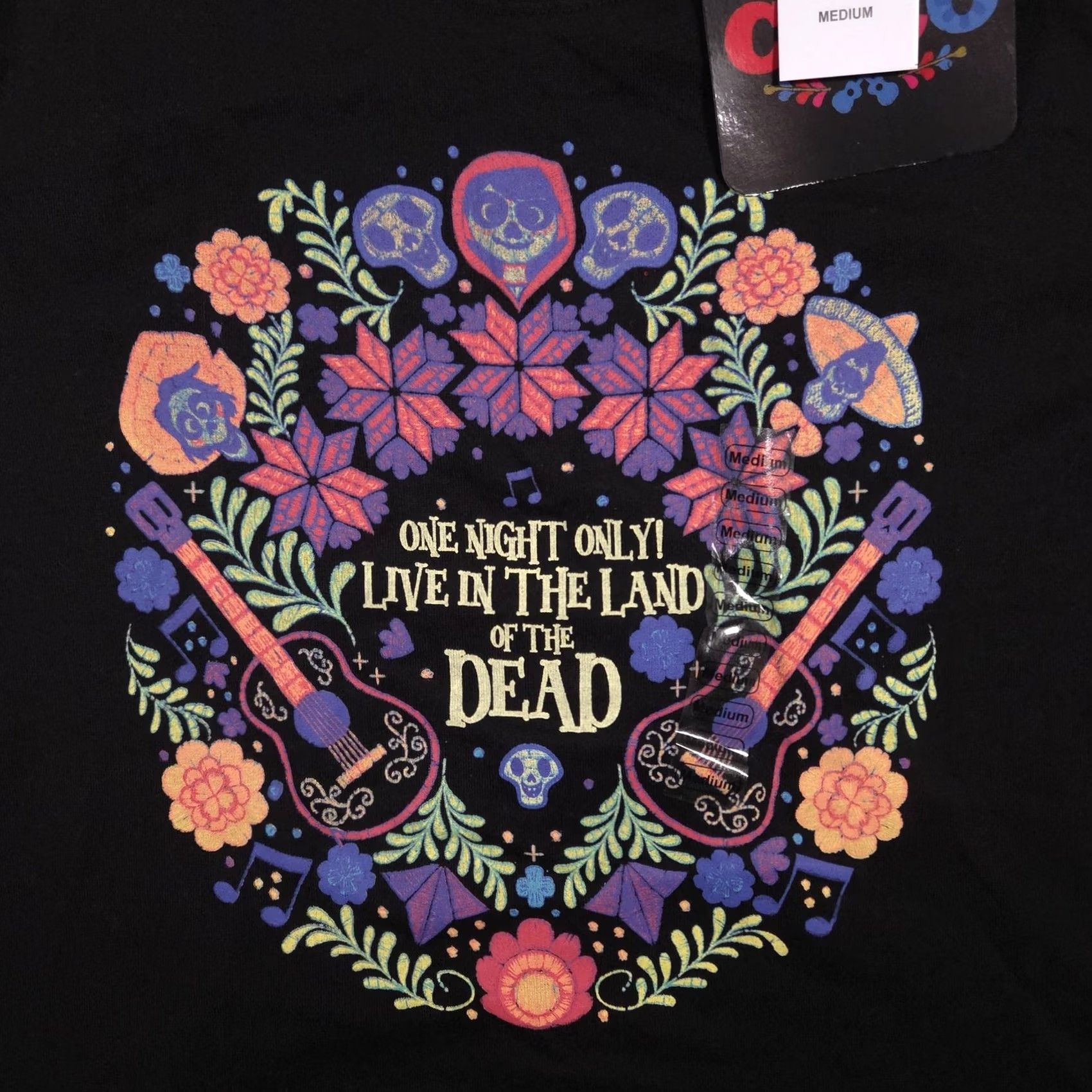 Disney Disney Pixar COCO Shirt Adult Medium Black Live in the Land of the Dead Movie Shirt Size US M / EU 48-50 / 2 - 5 Thumbnail