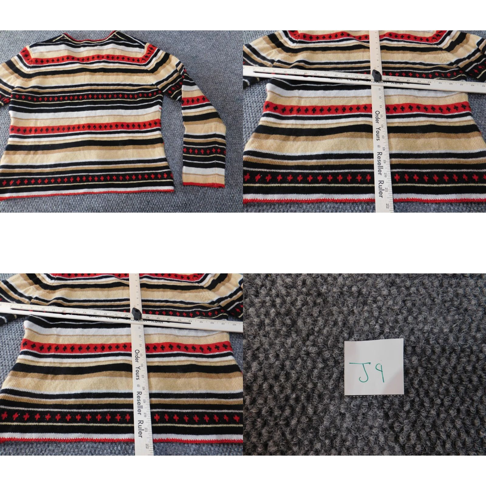 Vintage St.Johns Bay Sweater Womens Medium Beige Wool Striped Button Stretch Pullover Knit Vintage No Size M / US 6-8 / IT 42-44 - 8 Thumbnail