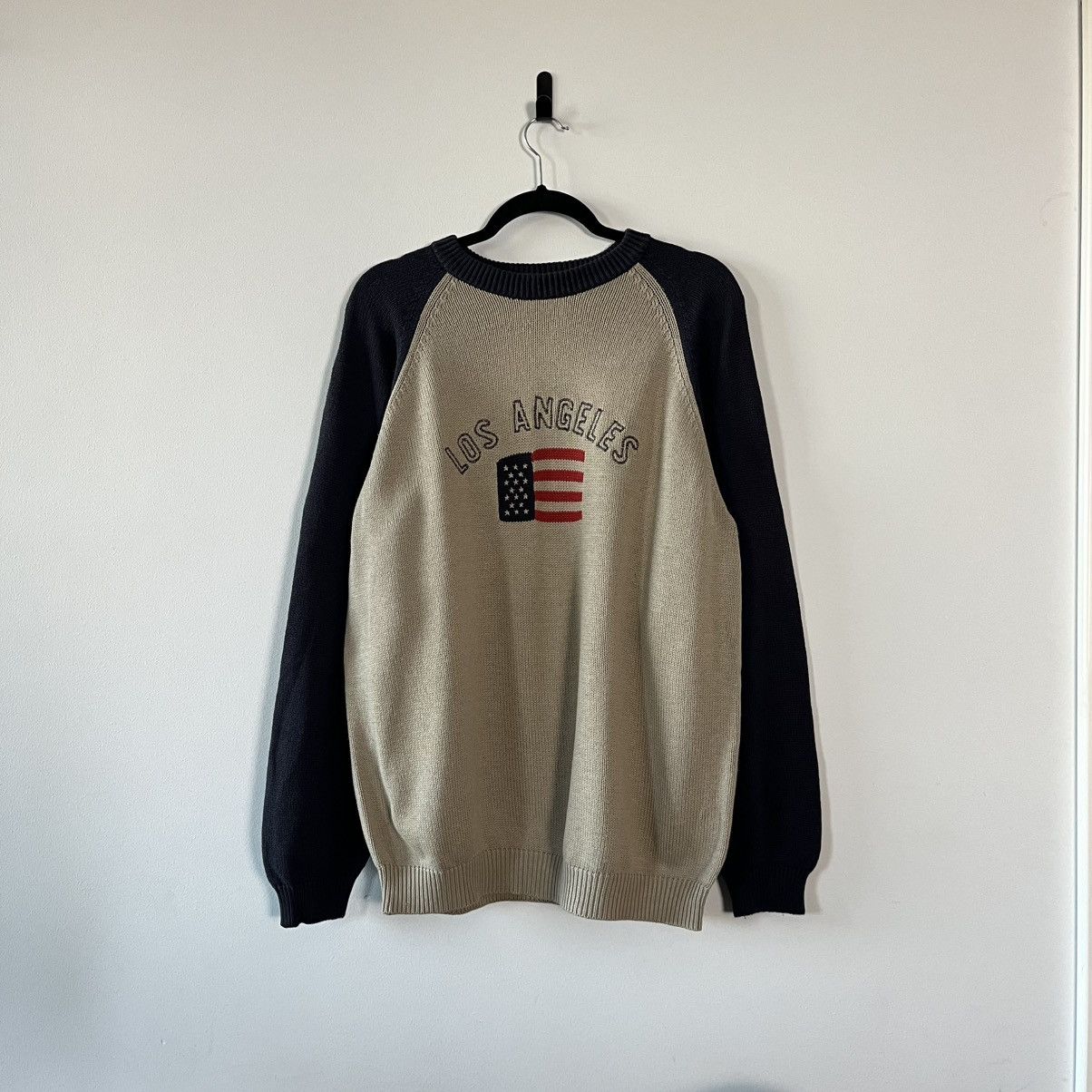 Vintage LA Varsity Knit Sweater American Flag Retro Streetwear Size US XL / EU 56 / 4 - 5 Thumbnail