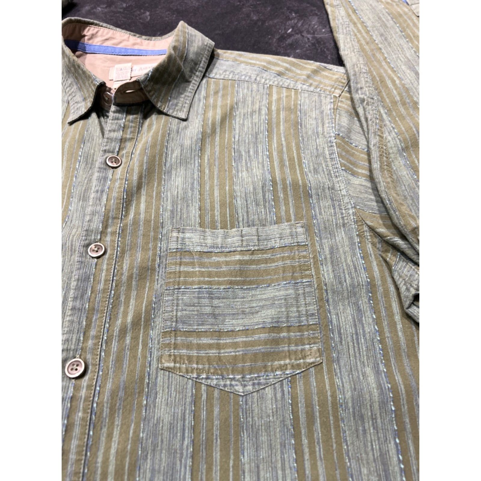 The Territory Ahead Territory Ahead Shirt Mens L Green Stripe Long Sleeve Casual Button-Up Size US L / EU 52-54 / 3 - 3 Thumbnail