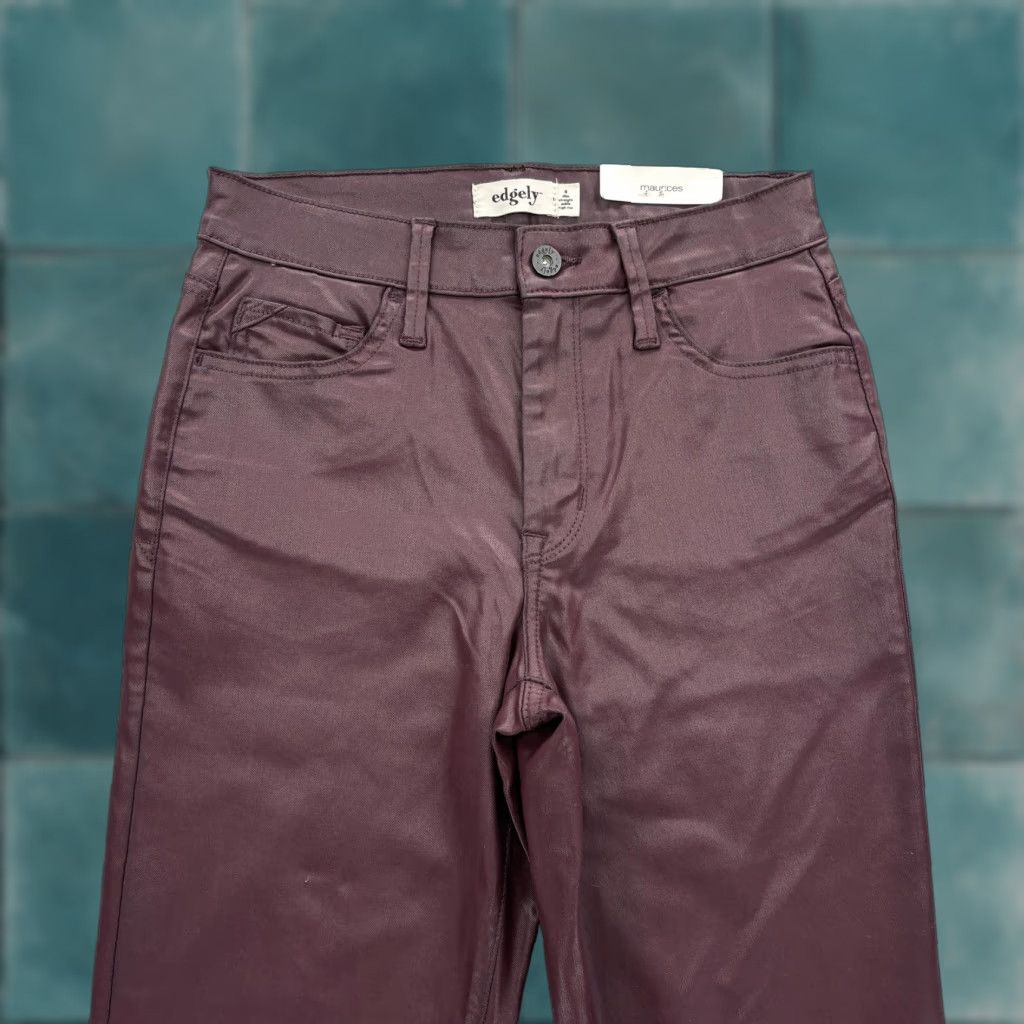 Vintage edgely Jeans Womens 4 Purple High Rise Ankle Slim Straight Super Stretch Coated Size 27" / US 4 / IT 40 - 1 Thumbnail