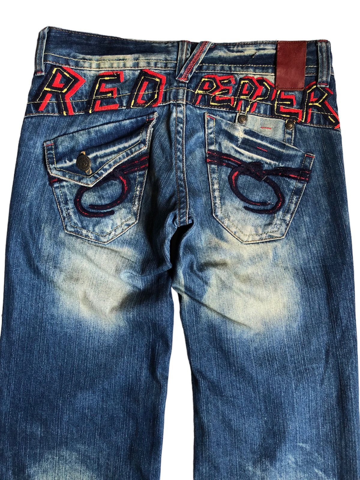 Japanese Brand Red Pepper wide leg flared blue wash denim pants Size US 32 / EU 48 - 11 Thumbnail