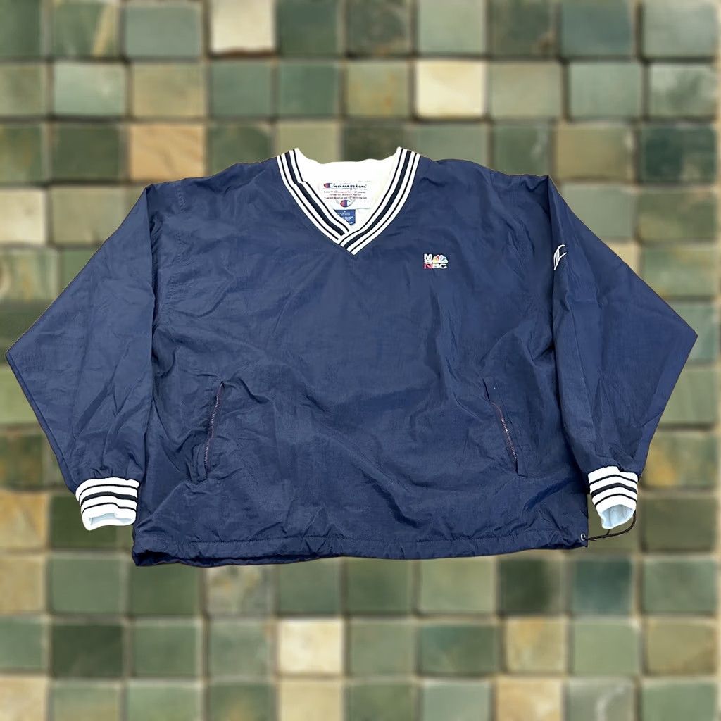Champion VINTAGE MSNBC Champion Windbreaker Jacket L Men Navy Blue 90s Size US L / EU 52-54 / 3 - 1 Thumbnail