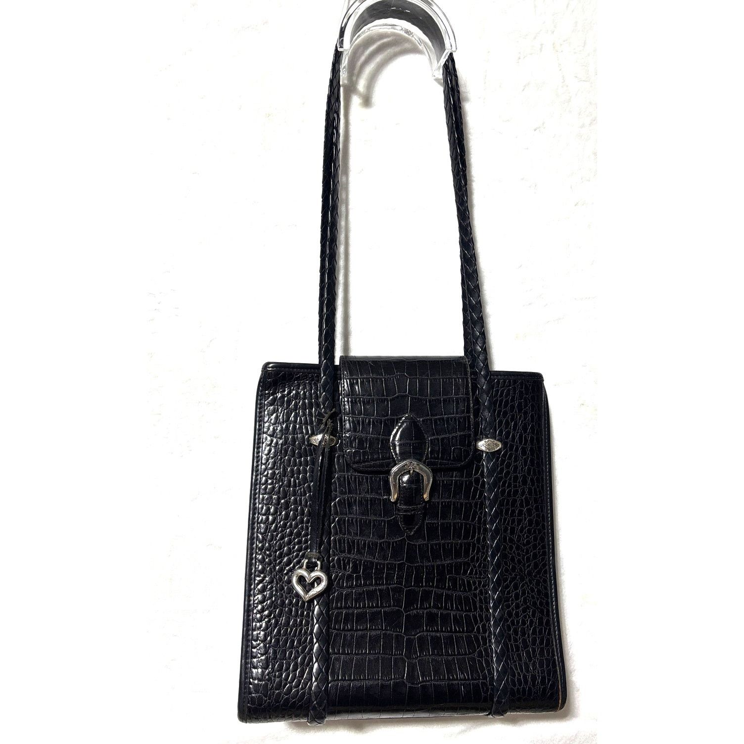 Brighton Vintage BRIGHTON Black Croc Embossed Leather Shoulder Bag Size ONE SIZE - 3 Thumbnail